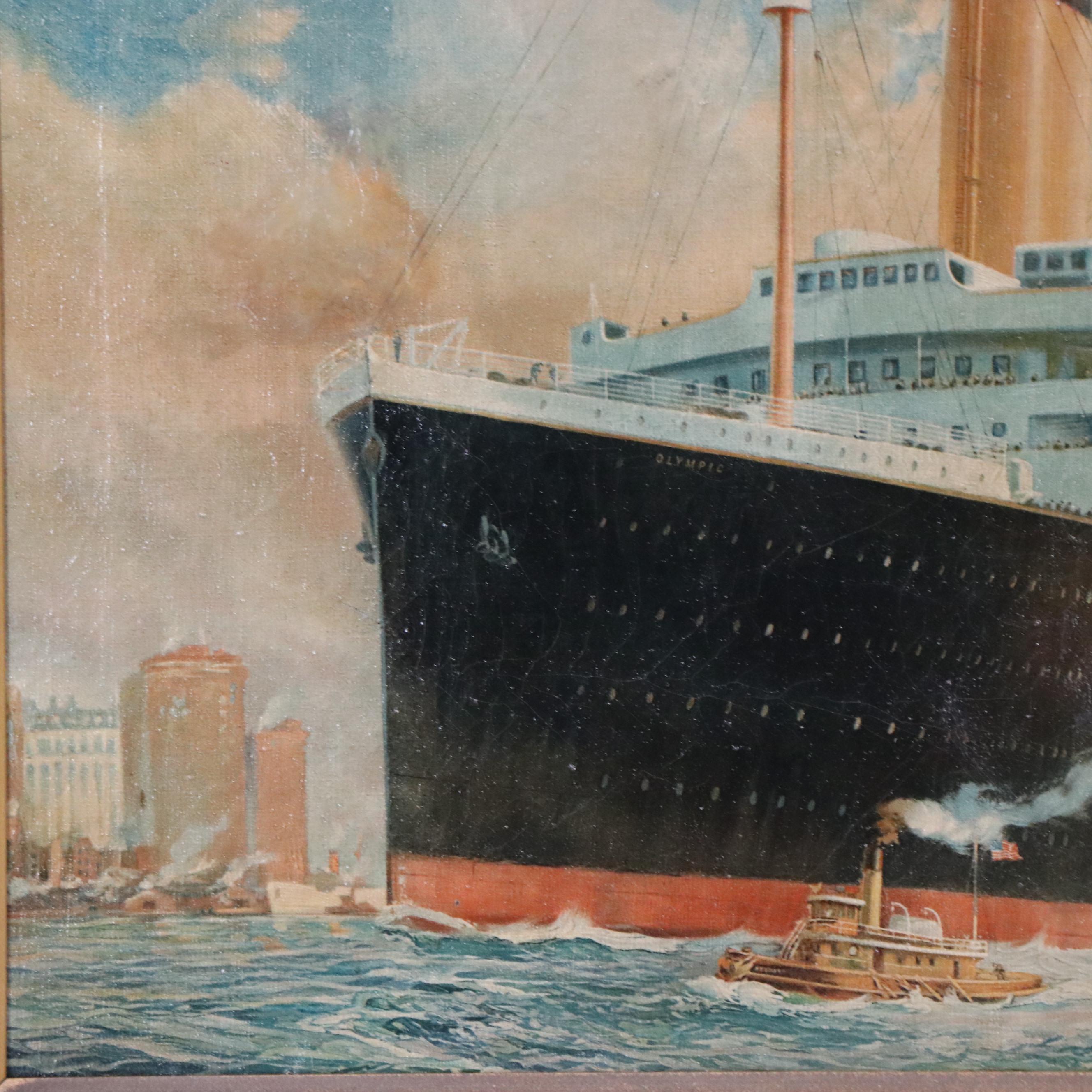 Frederick J. Hoertz Maritime Oil Painting of Ocean Liner "Olympic"