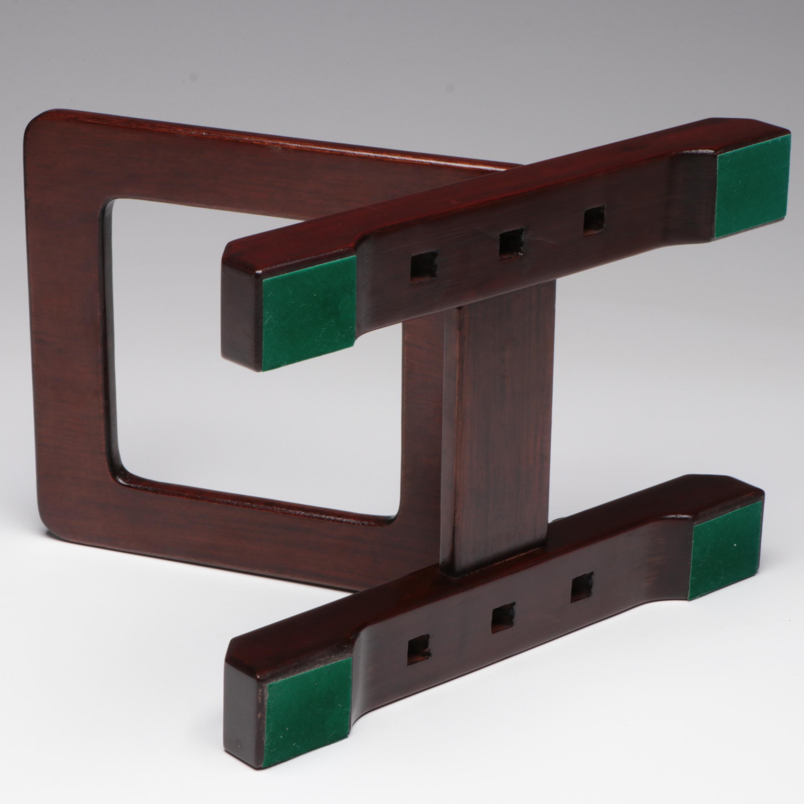 Japanese Edo Period Arita Porcelain Charger with Rosewood Stand