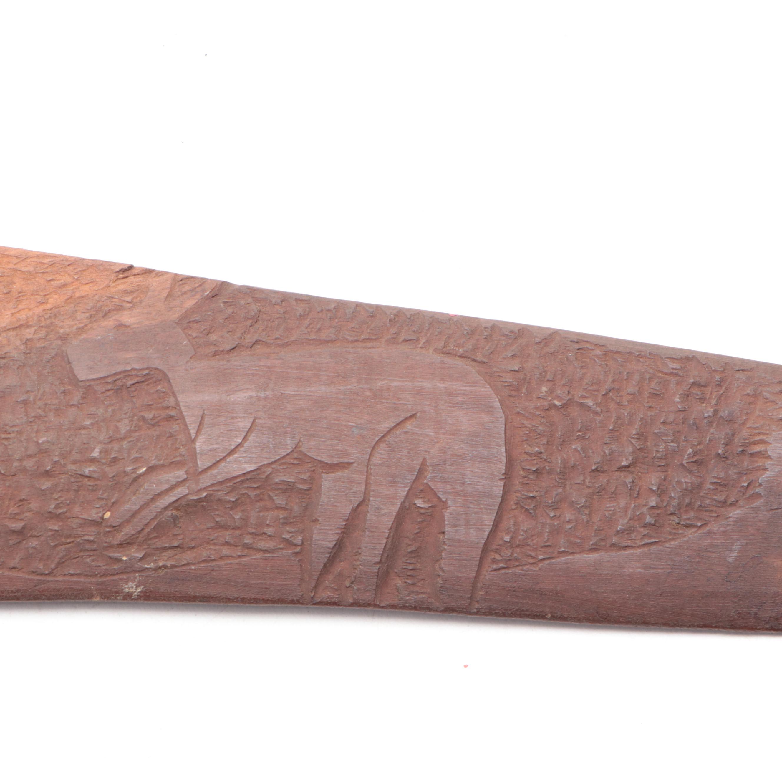 Australian Hand Carved Wooden Boomerang