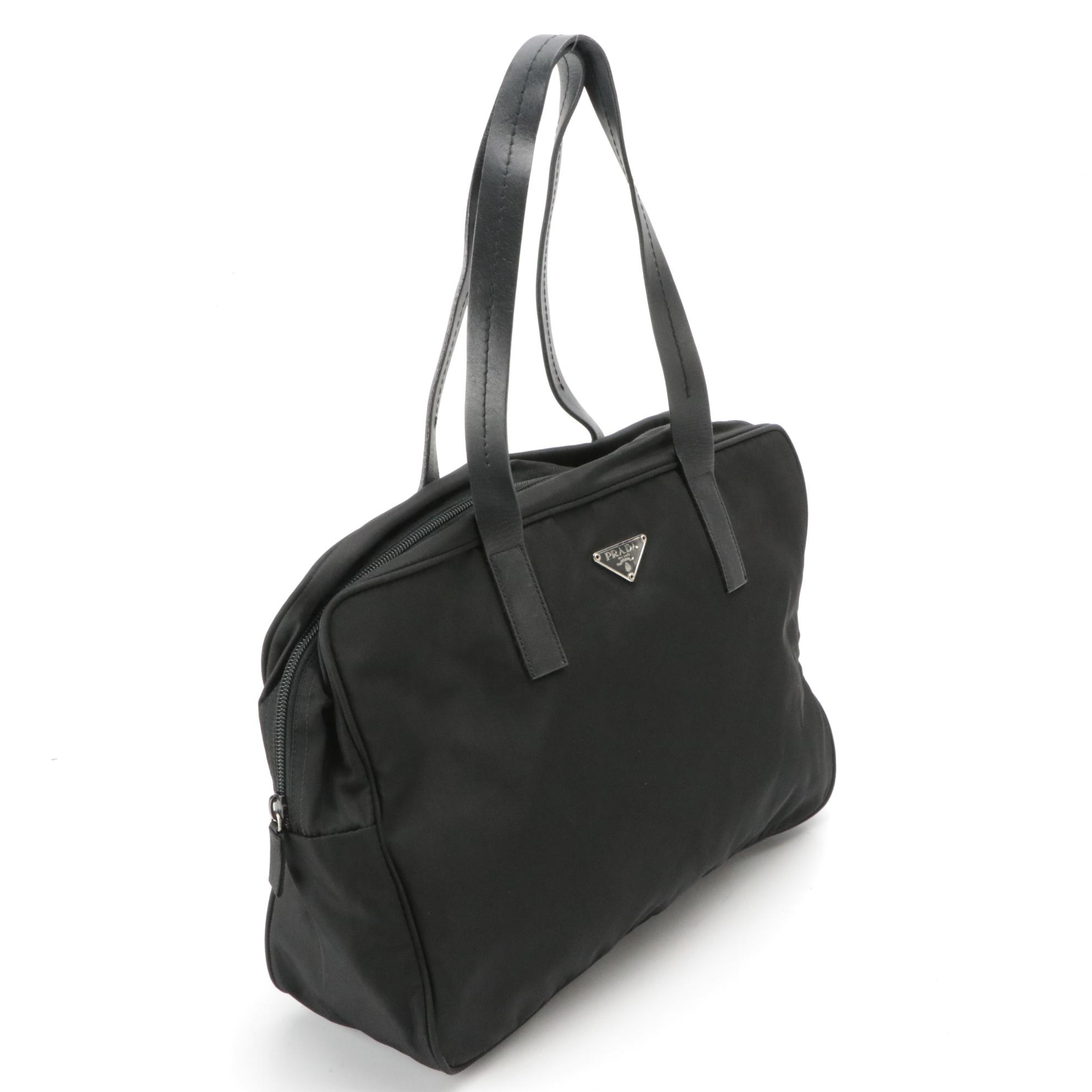 Prada Semitracolla Shoulder Bag in Black Vela Sport Nylon and Leather