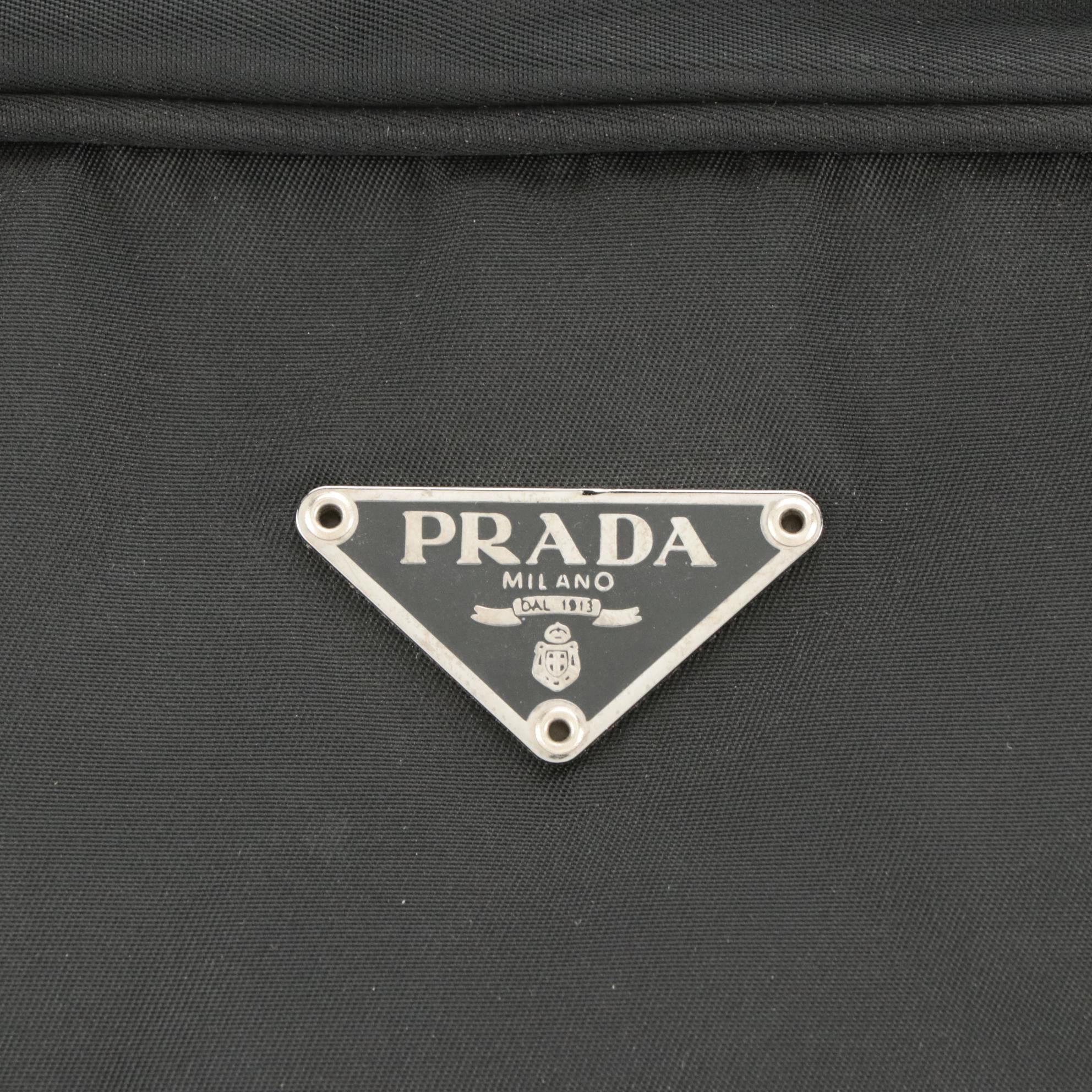 Prada Semitracolla Shoulder Bag in Black Vela Sport Nylon and Leather