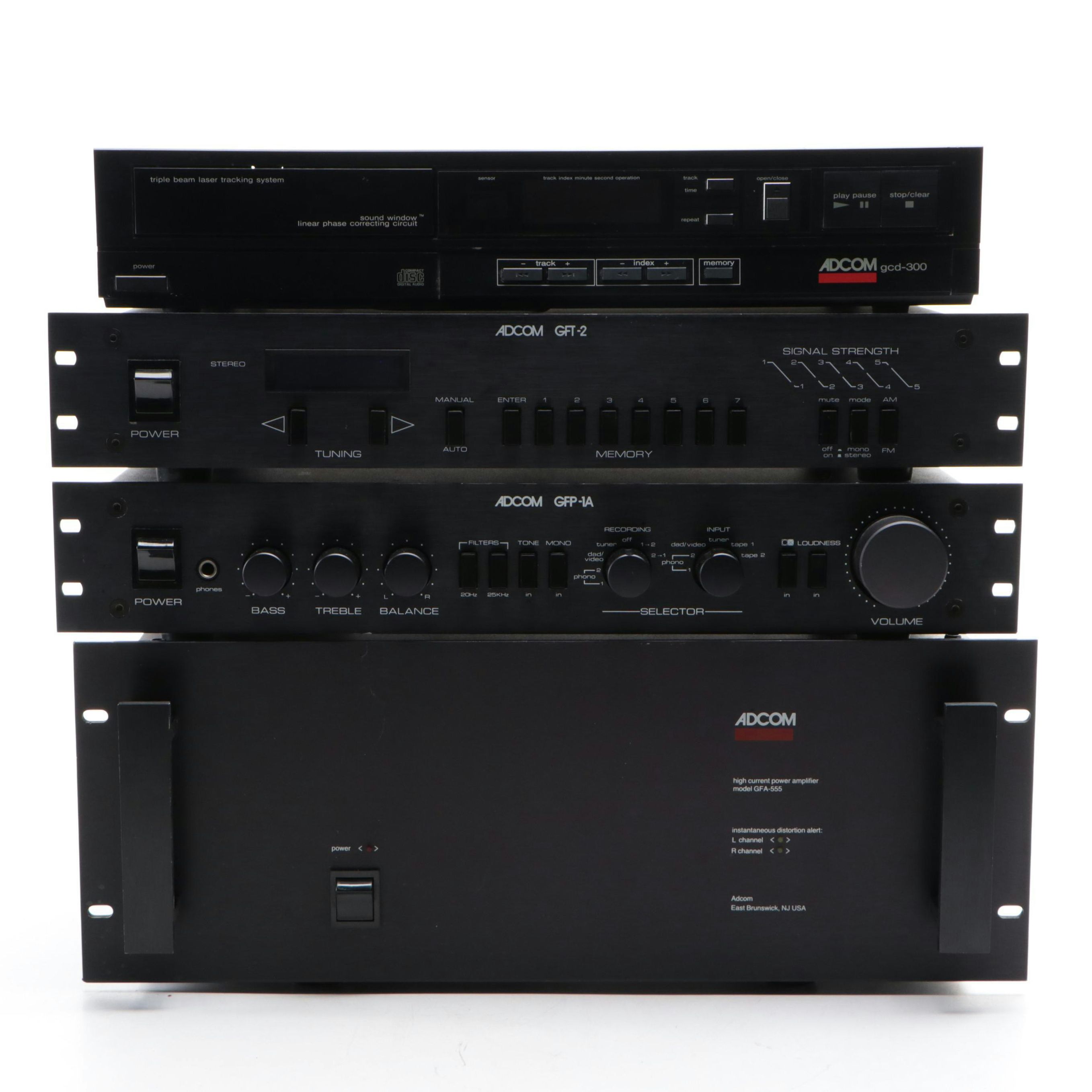ADCOM CD Changer, Tuner, Stereo Pre-Amp and Amplifier, 1980s