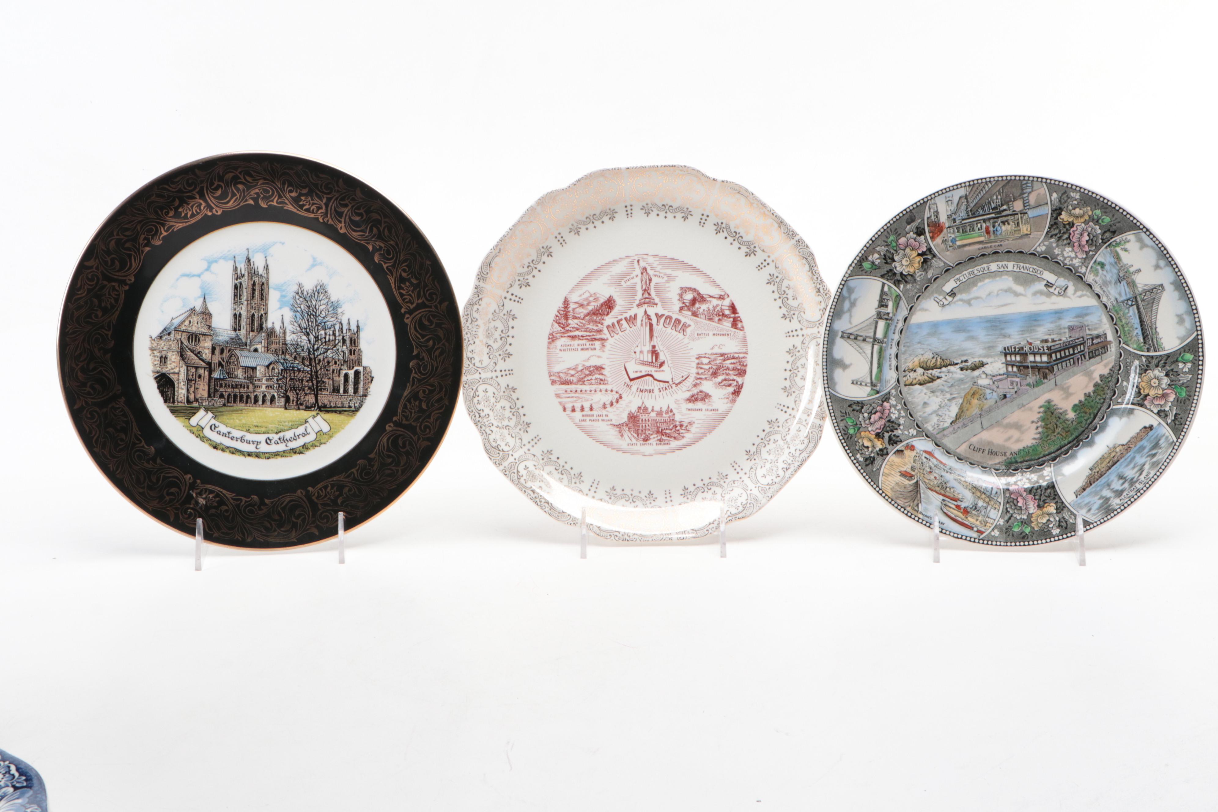 Royal Staffordshire Ceramic Calendar Plate with More Ceramic Souvenir Plates