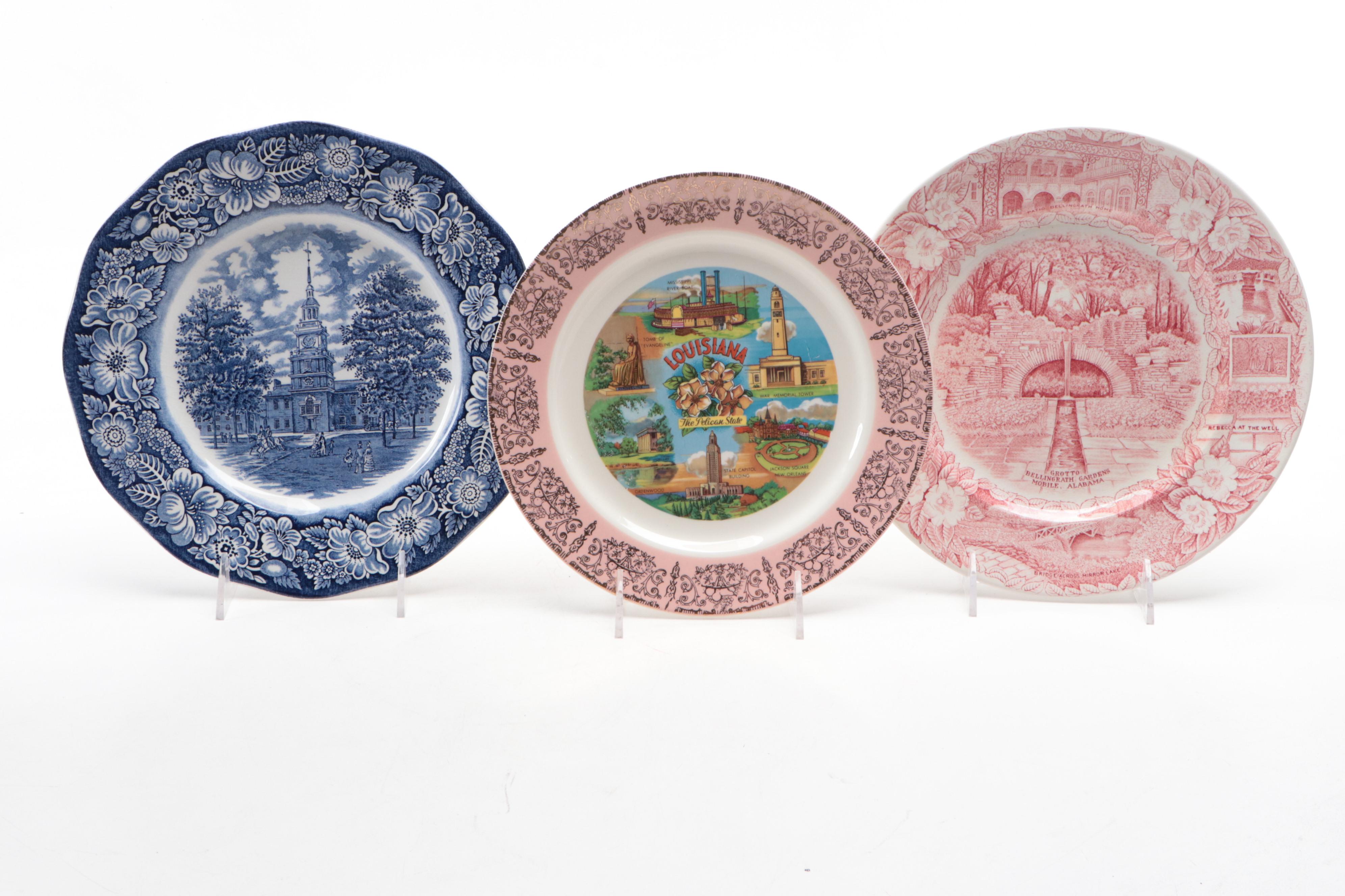 Royal Staffordshire Ceramic Calendar Plate with More Ceramic Souvenir Plates