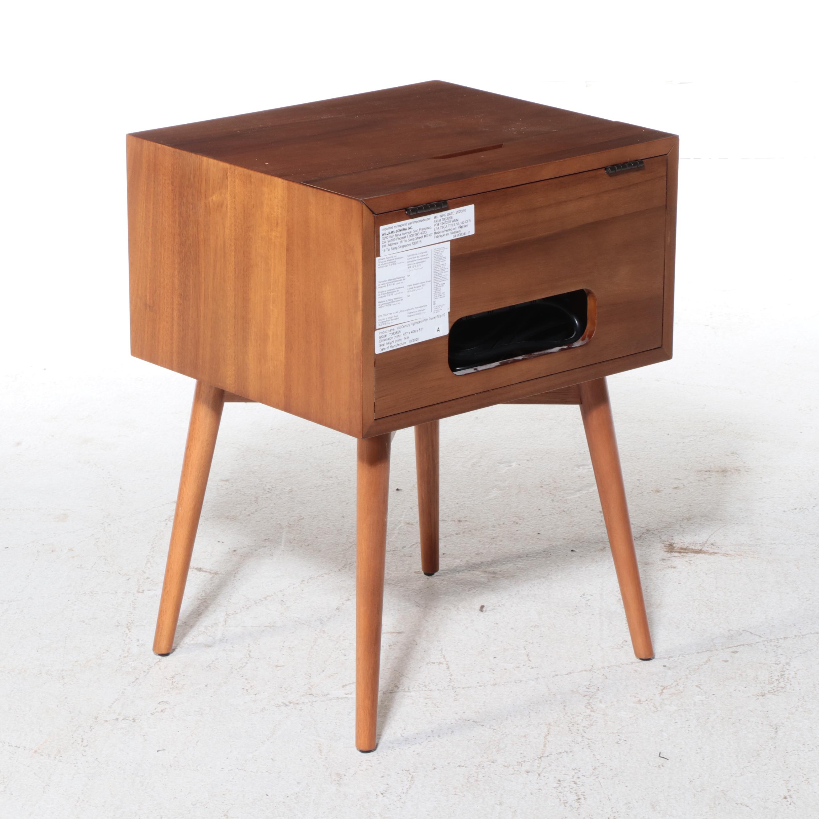 Williams-Sonoma Mid Century Modern Style Nightstands with Power Strips, 2020