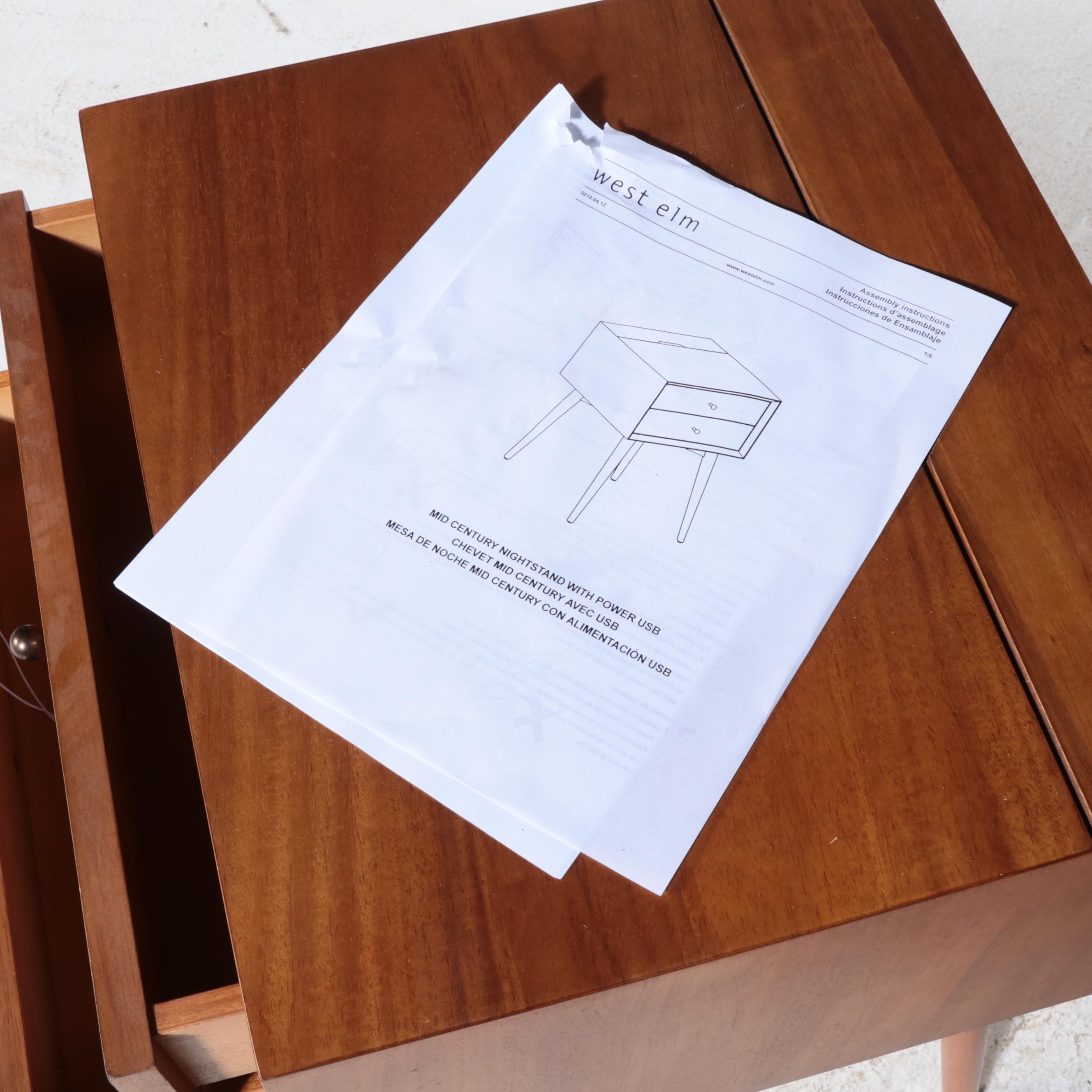 Williams-Sonoma Mid Century Modern Style Nightstands with Power Strips, 2020