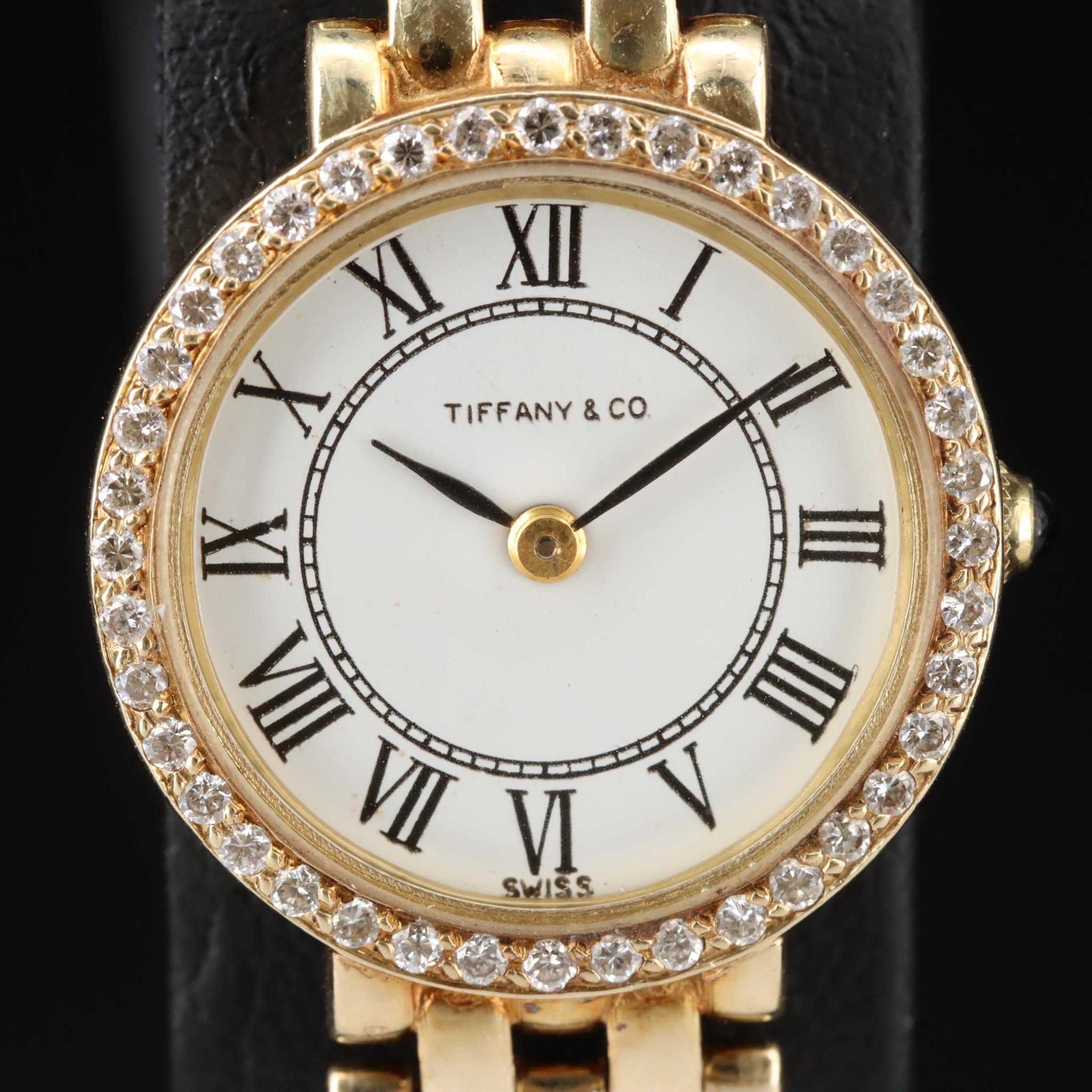 Tiffany & Co. Waldan Creation Diamond Set 14K Gold Watch