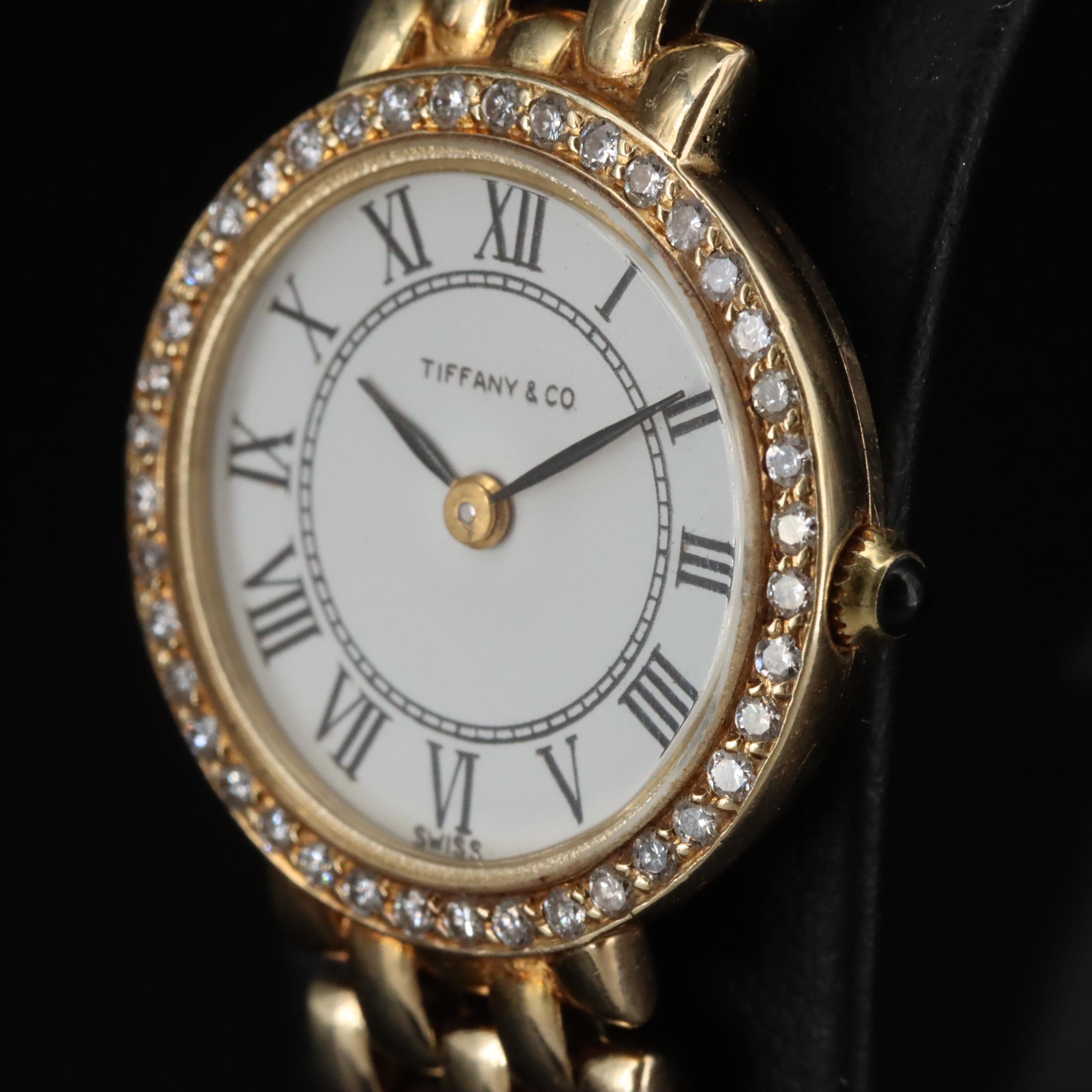 Tiffany & Co. Waldan Creation Diamond Set 14K Gold Watch