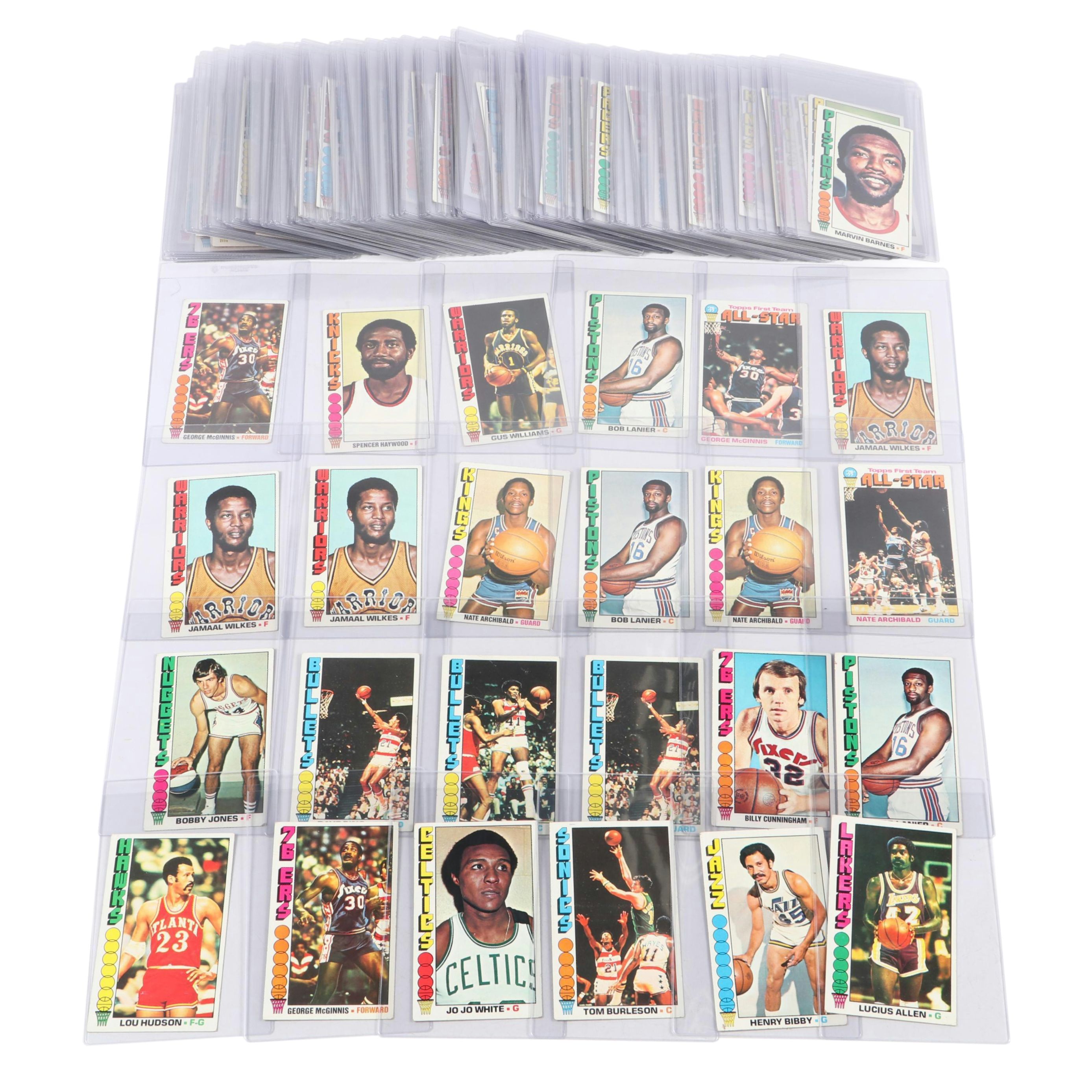 Over 200 Topps 1976 Basketball Cards with Bobby Jones, Dave Bing, Wes Unseld