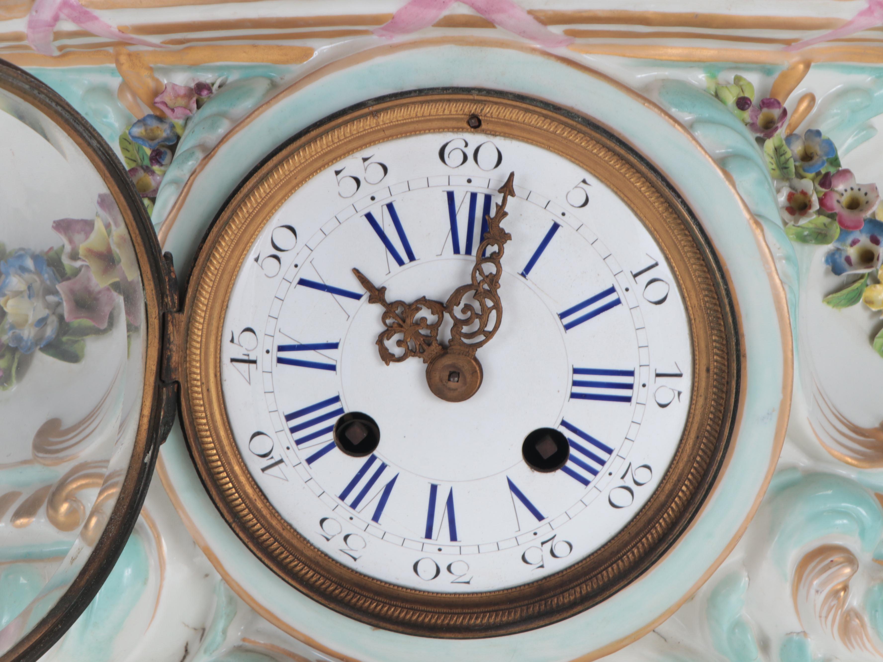 French Montreuil Porcelain Clock Pedestal, 1815–1873