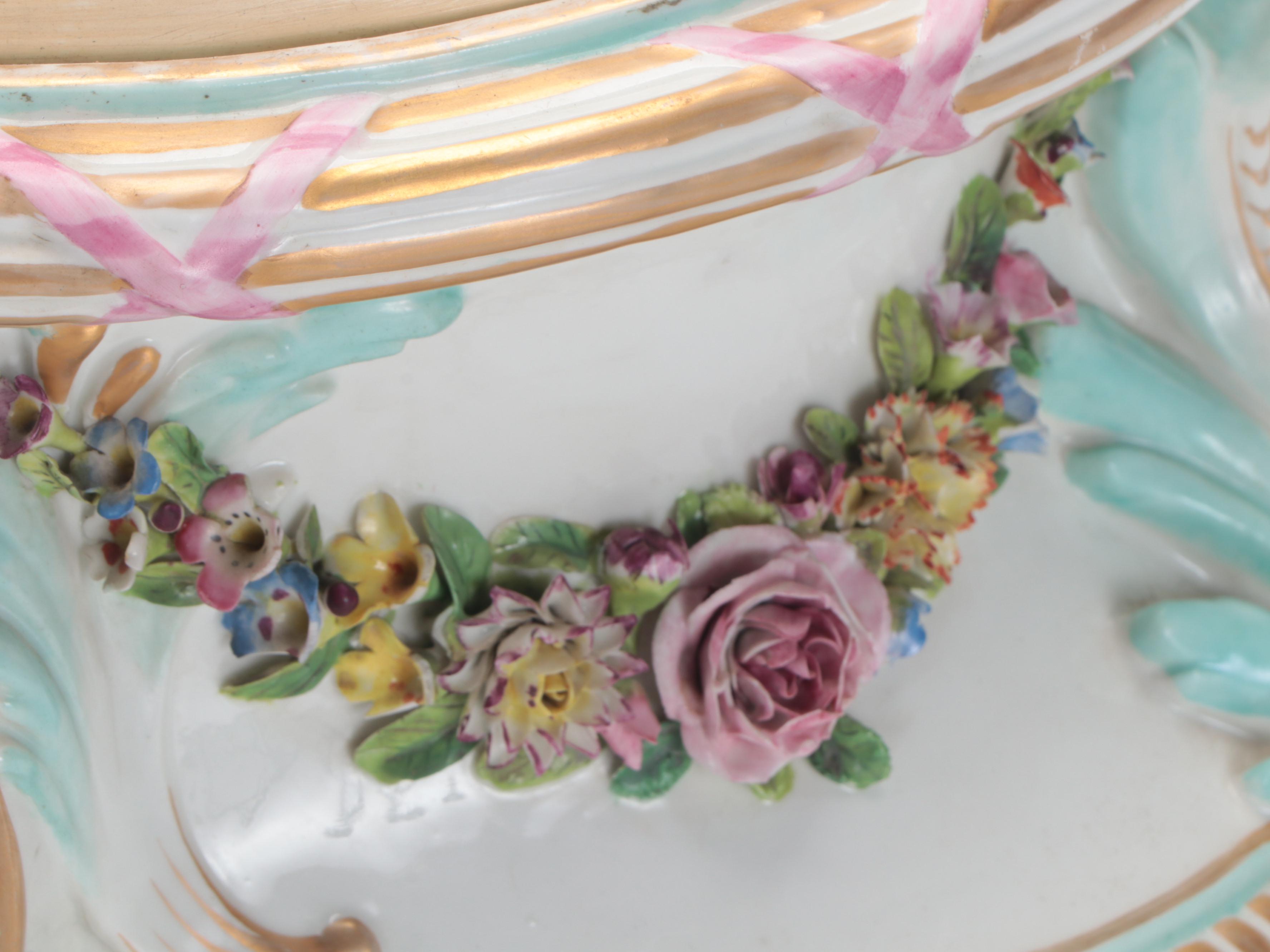 French Montreuil Porcelain Clock Pedestal, 1815–1873