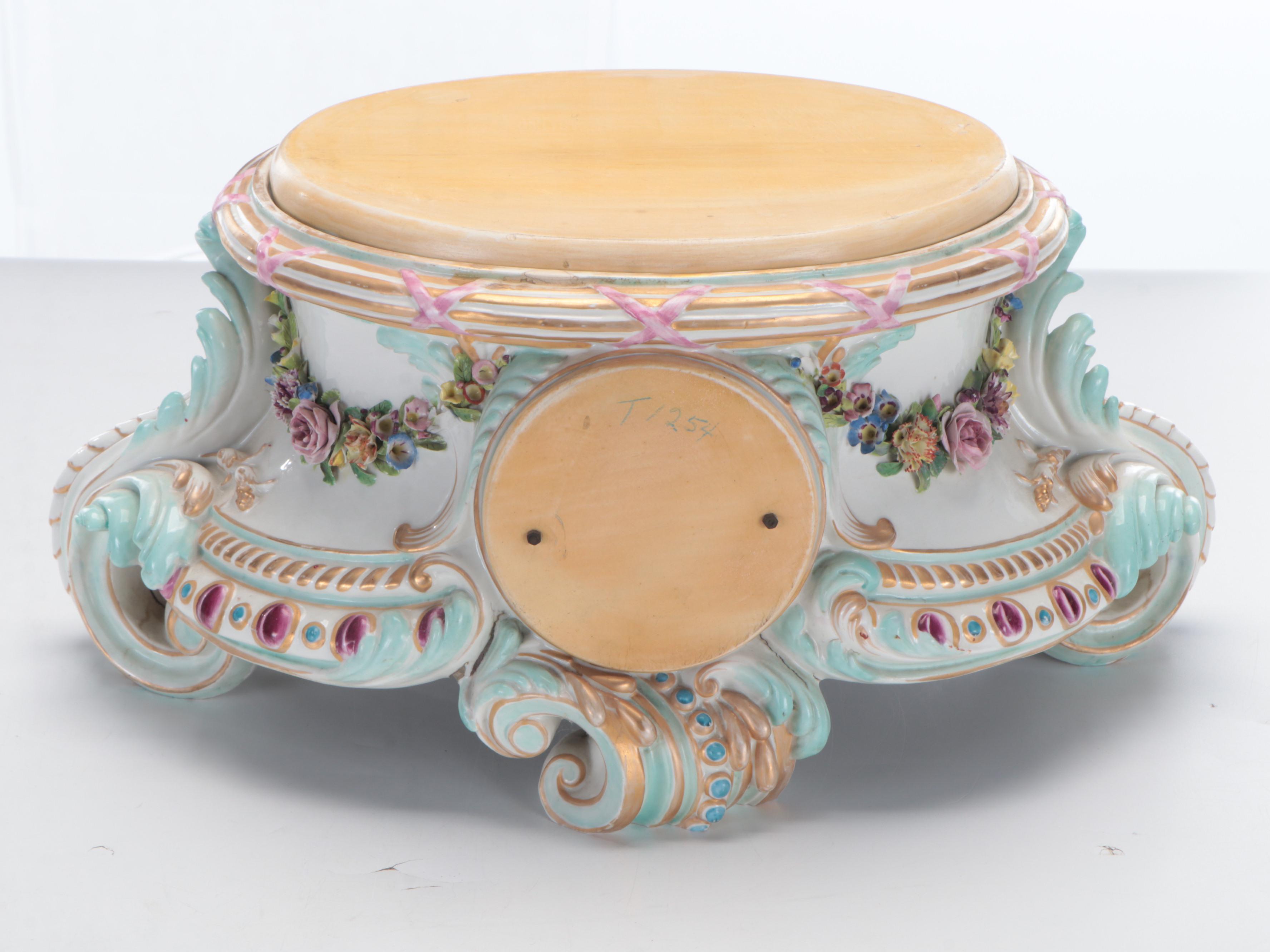 French Montreuil Porcelain Clock Pedestal, 1815–1873