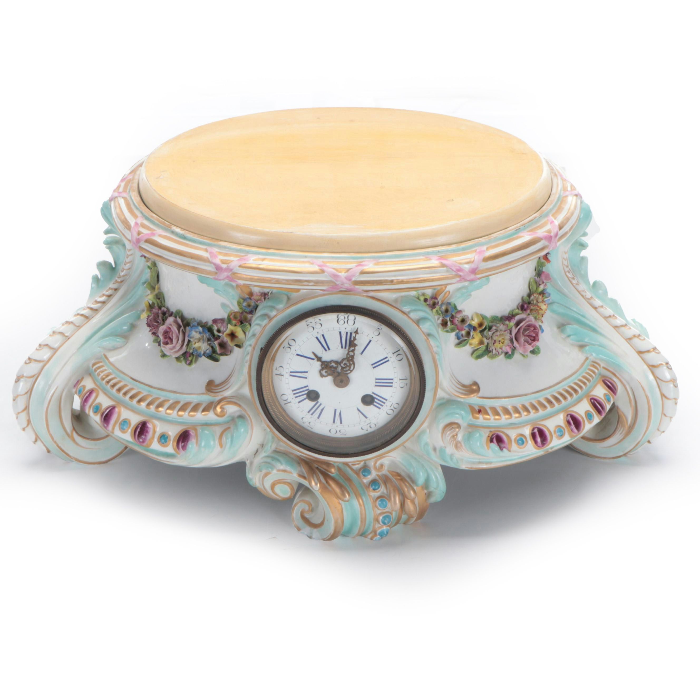French Montreuil Porcelain Clock Pedestal, 1815–1873