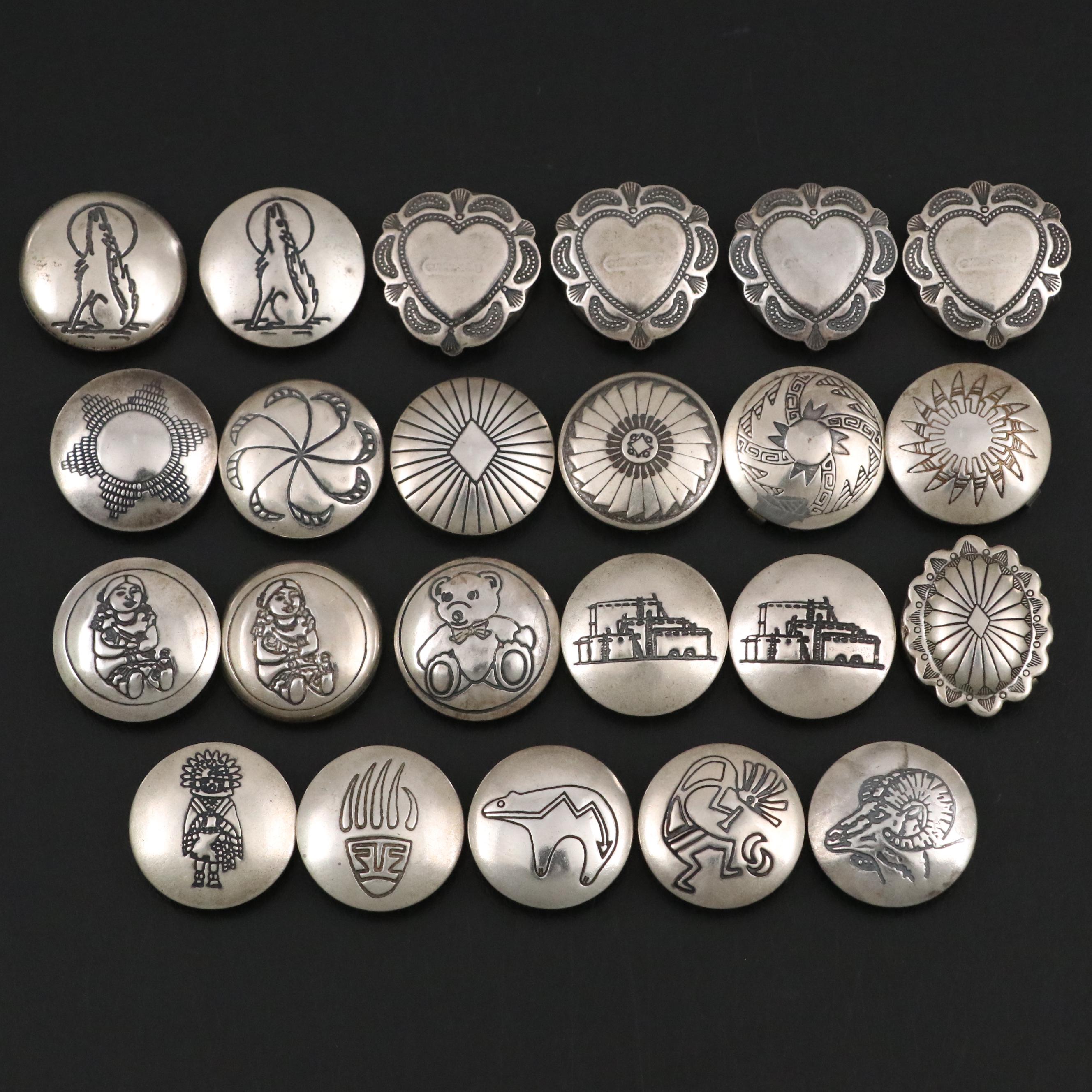 Southwest Sterling Silver Button Covers