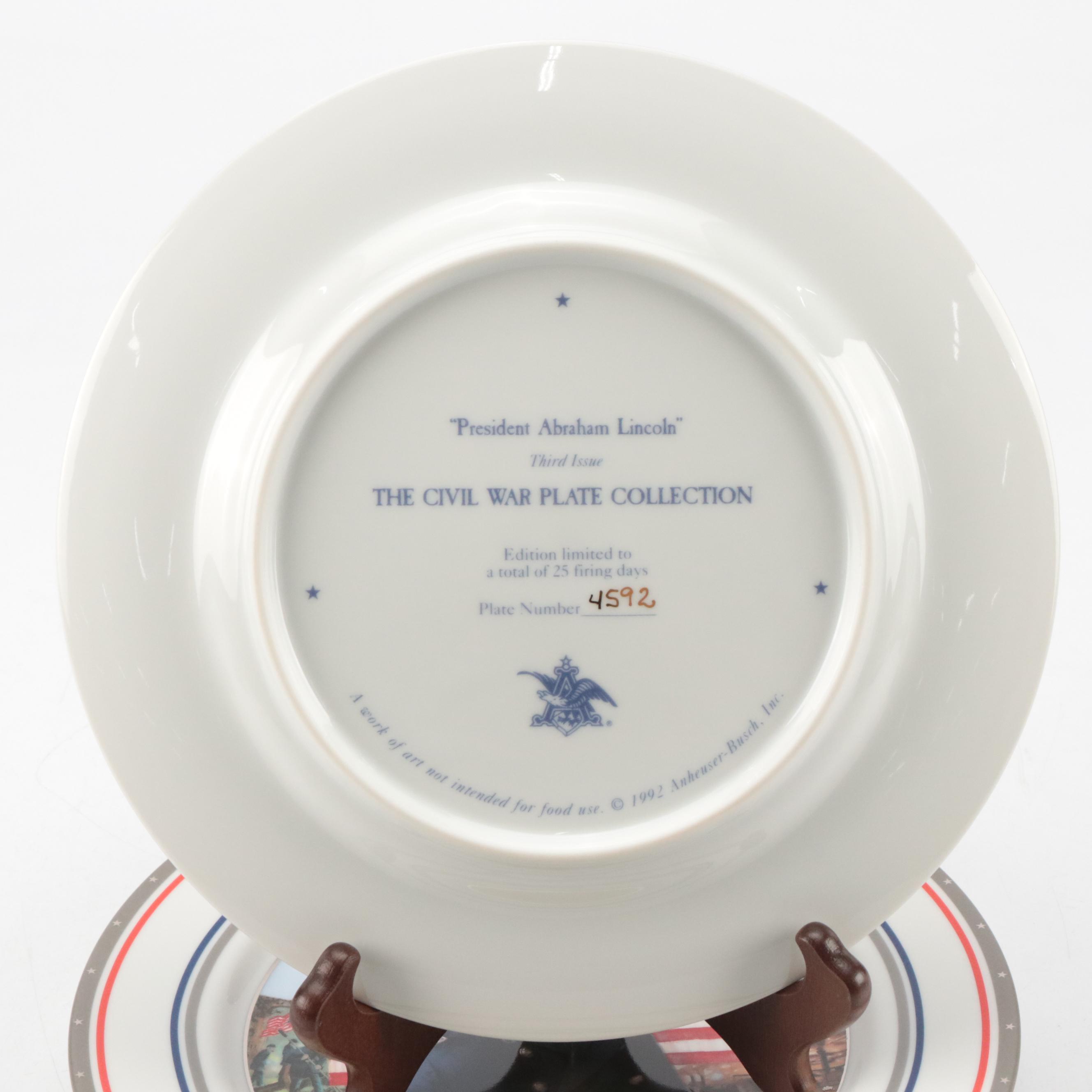 Anheuser-Busch Civil War Series Abraham Lincoln and More Collector Plates