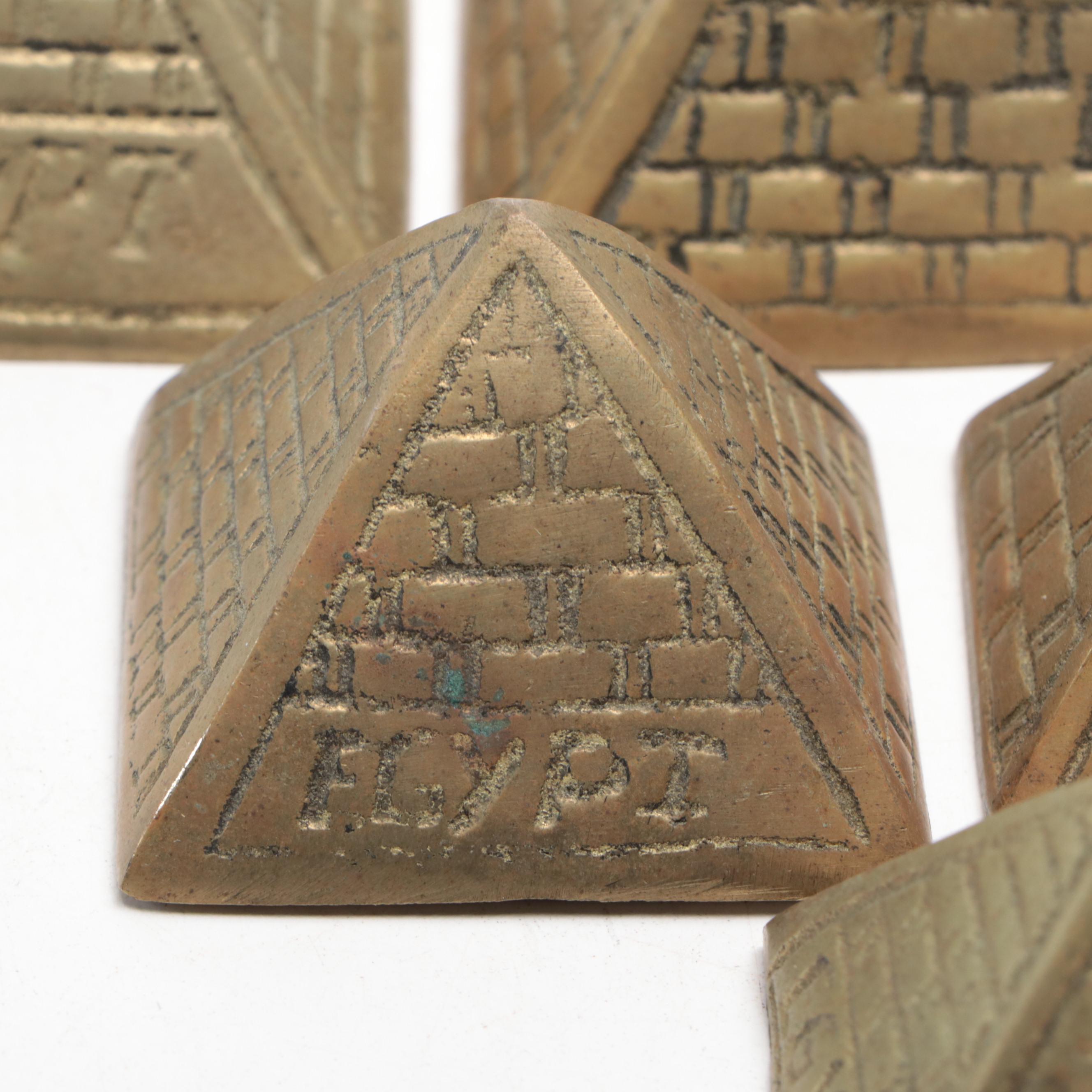 Egypt Pyramid Brass Nesting Paperweights, Mid-20th Century