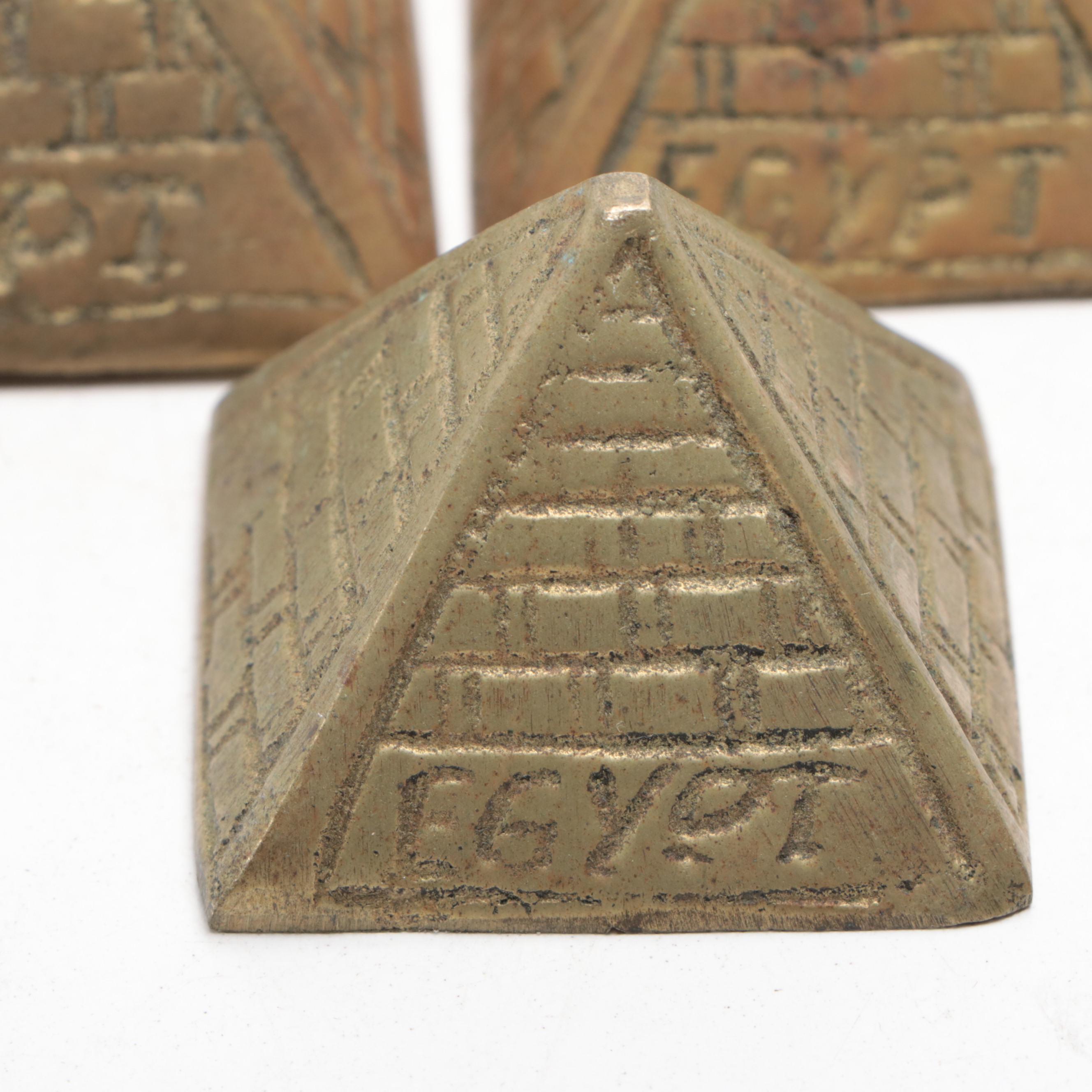 Egypt Pyramid Brass Nesting Paperweights, Mid-20th Century