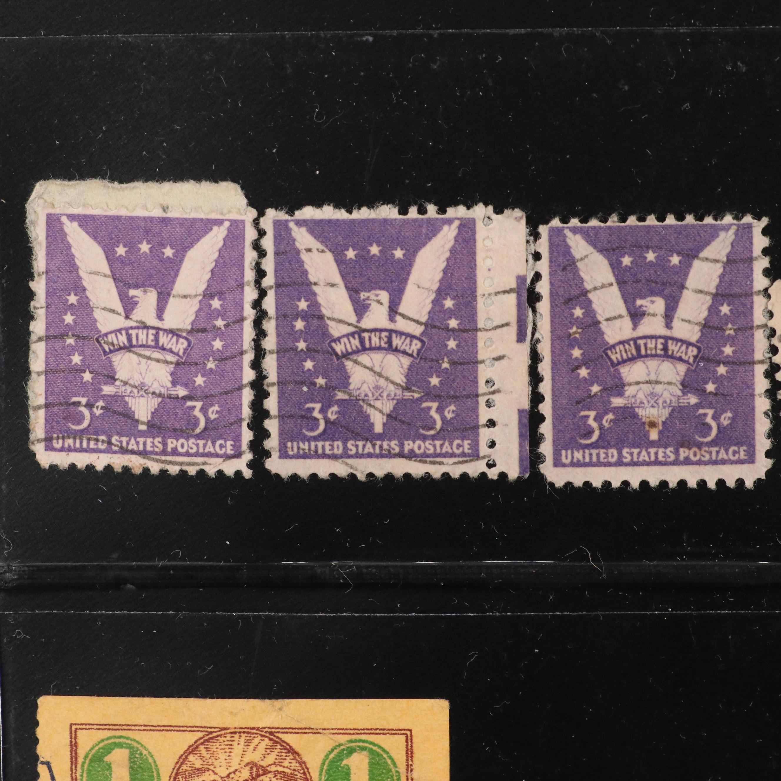 Collection of Used United States and World Stamps and 9 U.S. Quarter Proofs