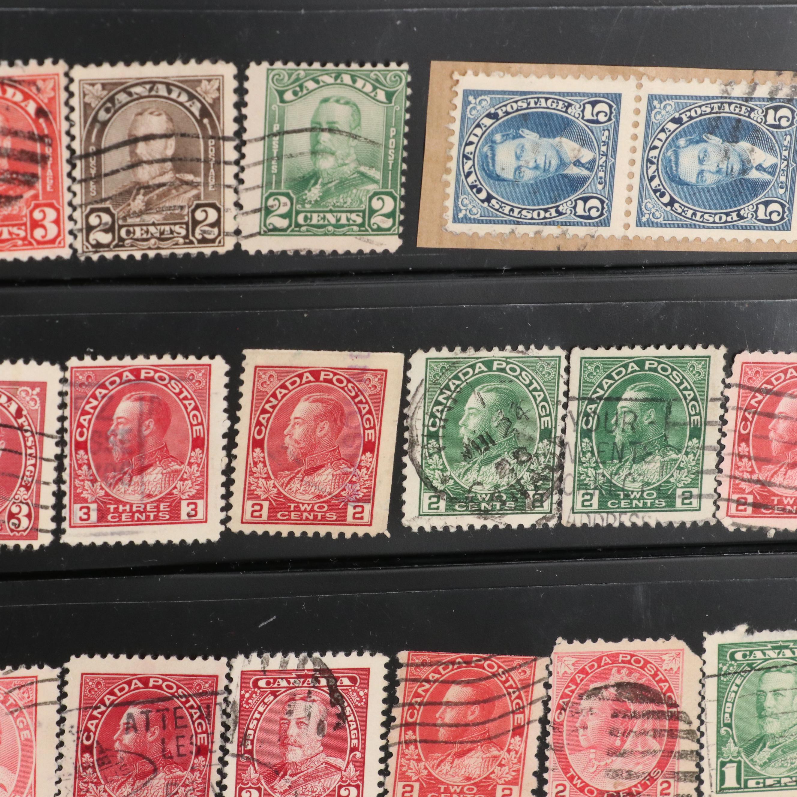 Collection of Used United States and World Stamps and 9 U.S. Quarter Proofs