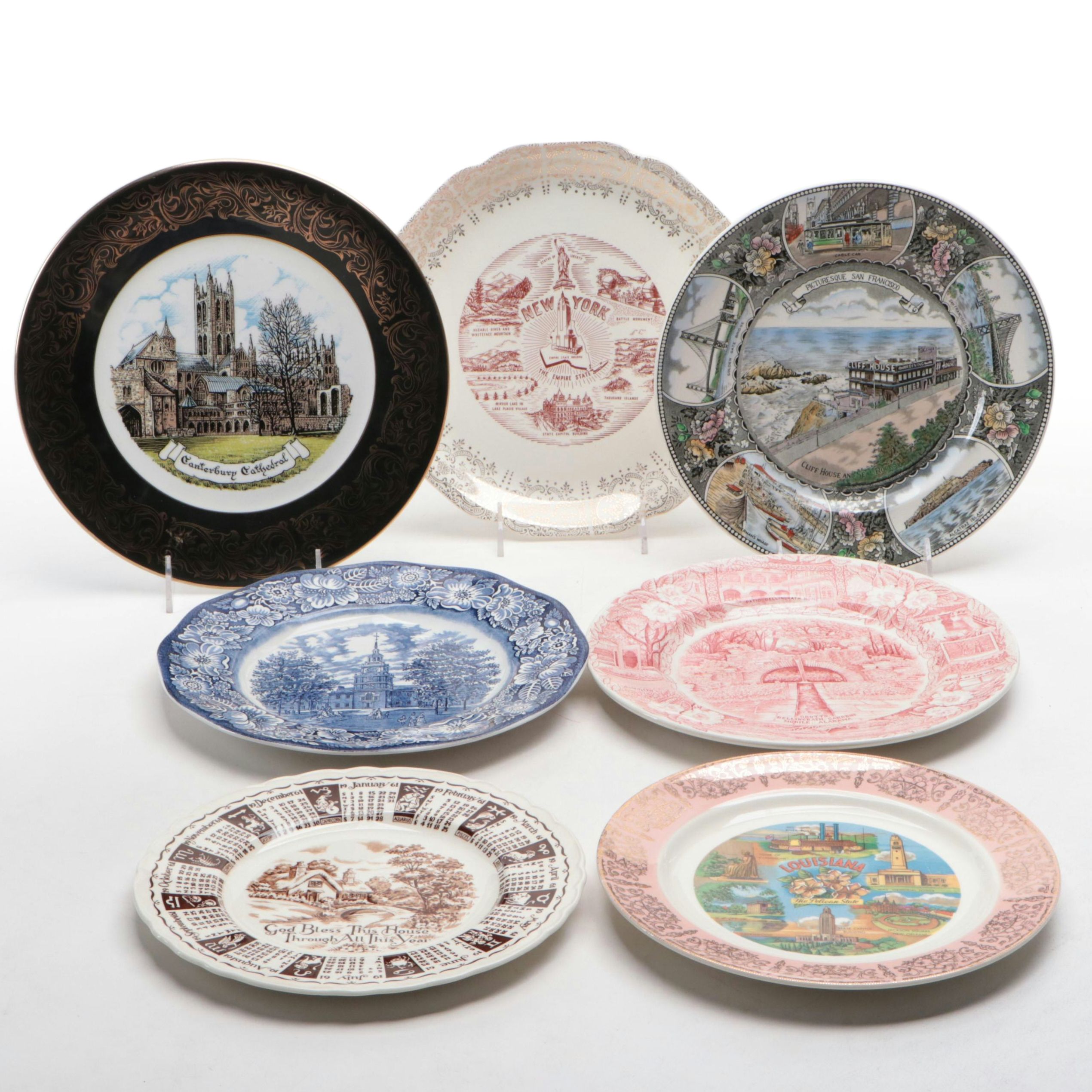 Royal Staffordshire Ceramic Calendar Plate with More Ceramic Souvenir Plates