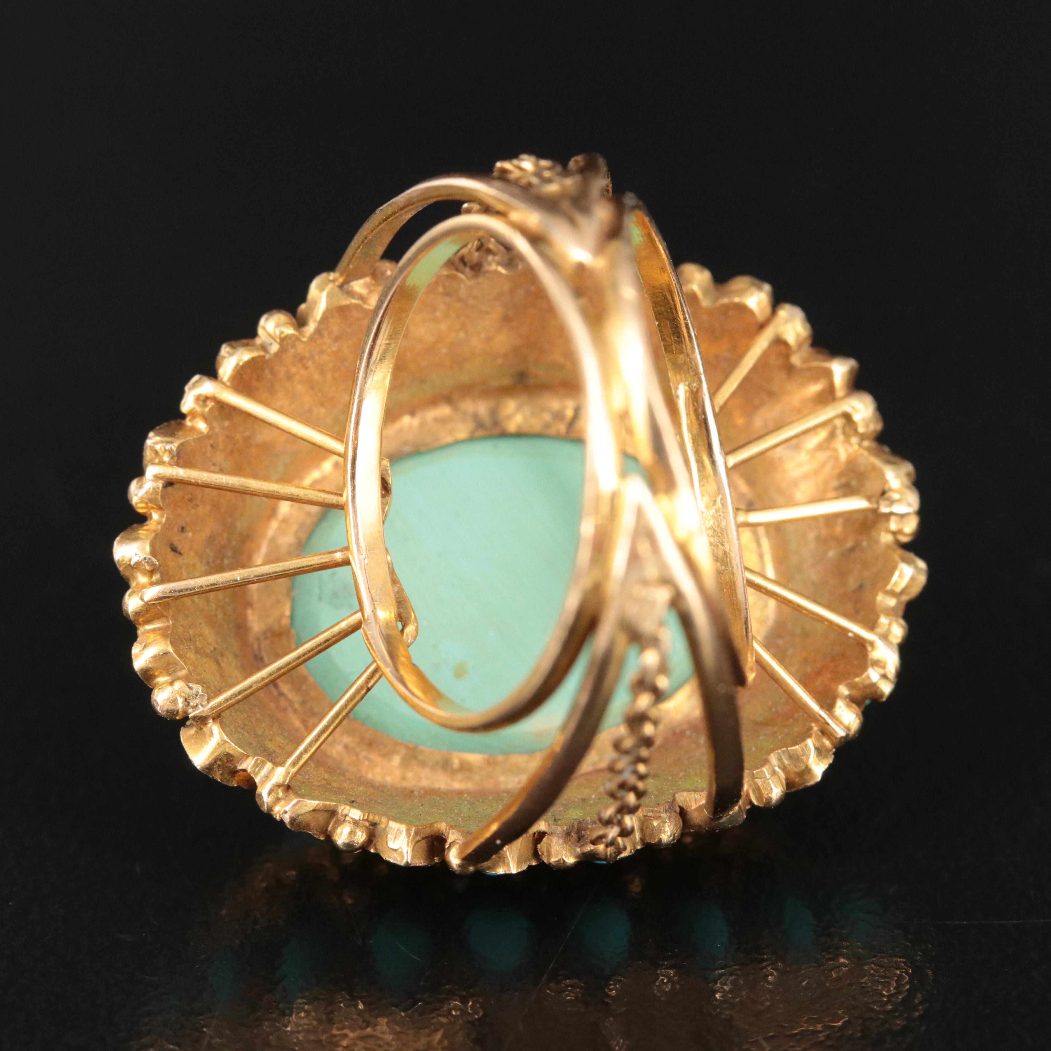 18K Turquoise Ring with Rope Detail