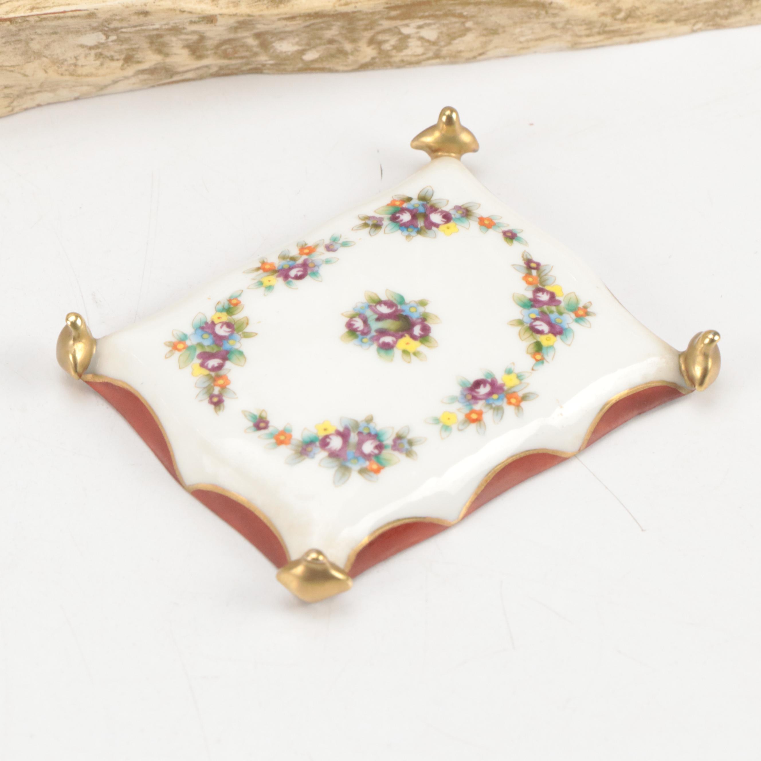 Dresden Style Porcelain Horse and Carriage Tableau Mounted on Wooden Base