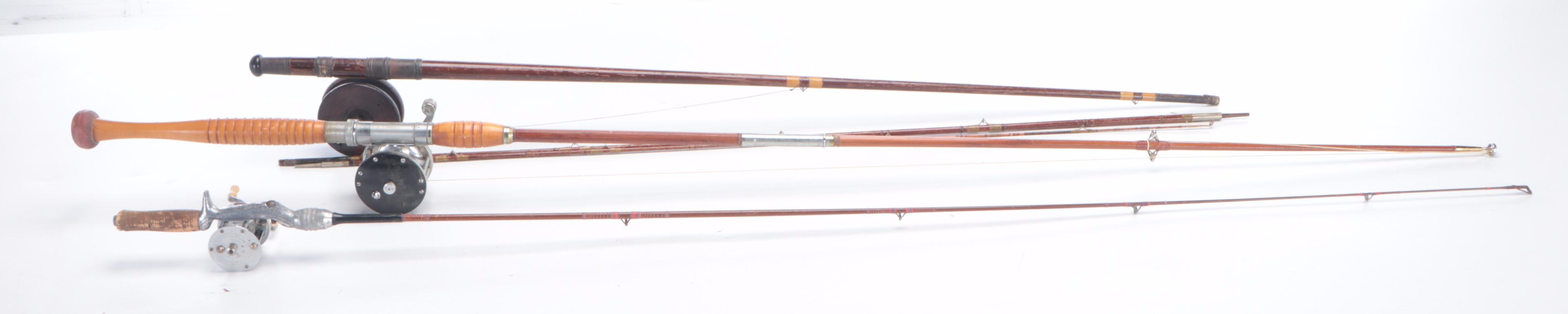 Penn 60 Long Beach Metal Fishing Reel with Other Fishing Gear, Mid-20th C.