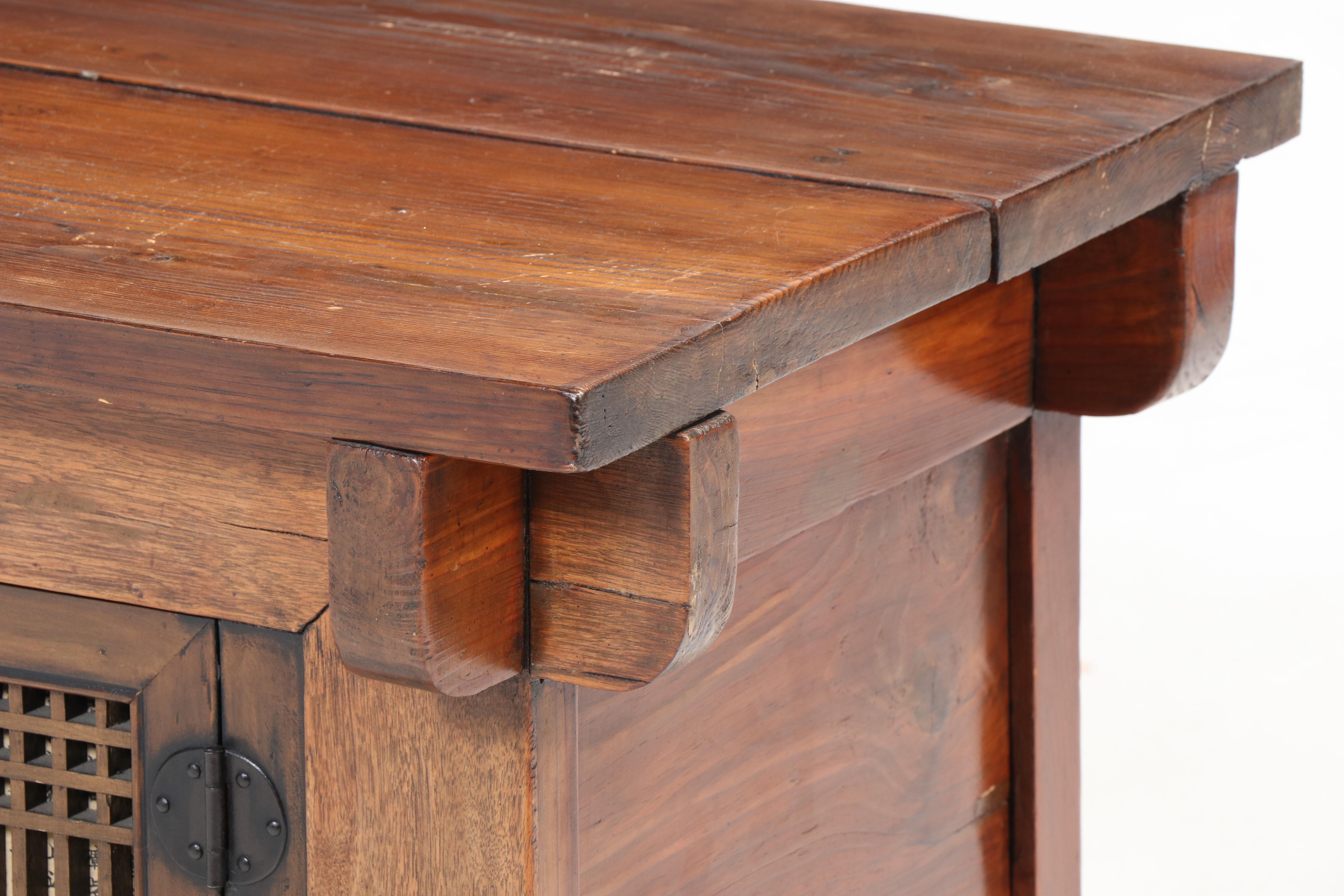 Korean Elm Rice Chest with Modified Cabinet Front, 19th Century