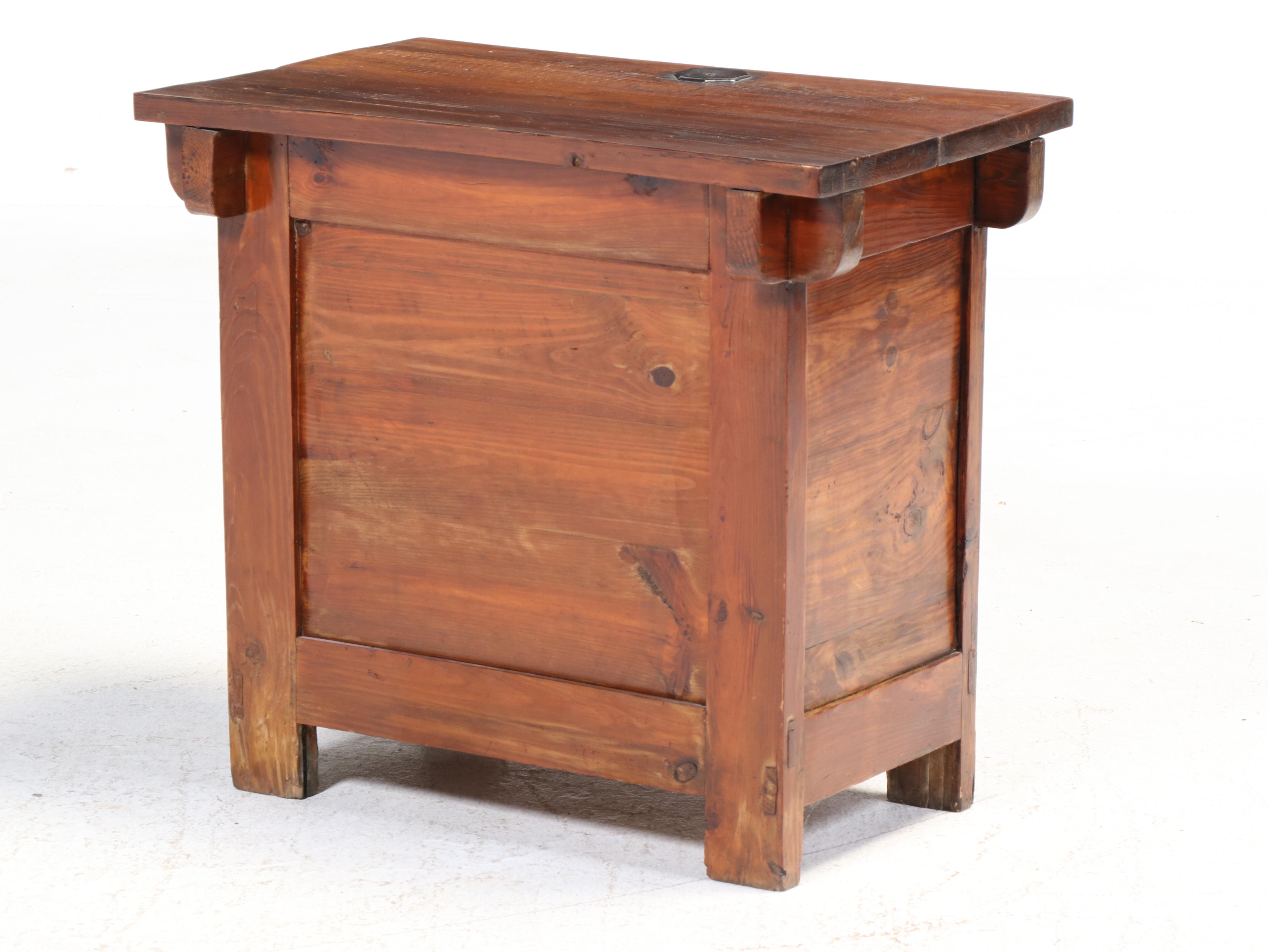 Korean Elm Rice Chest with Modified Cabinet Front, 19th Century