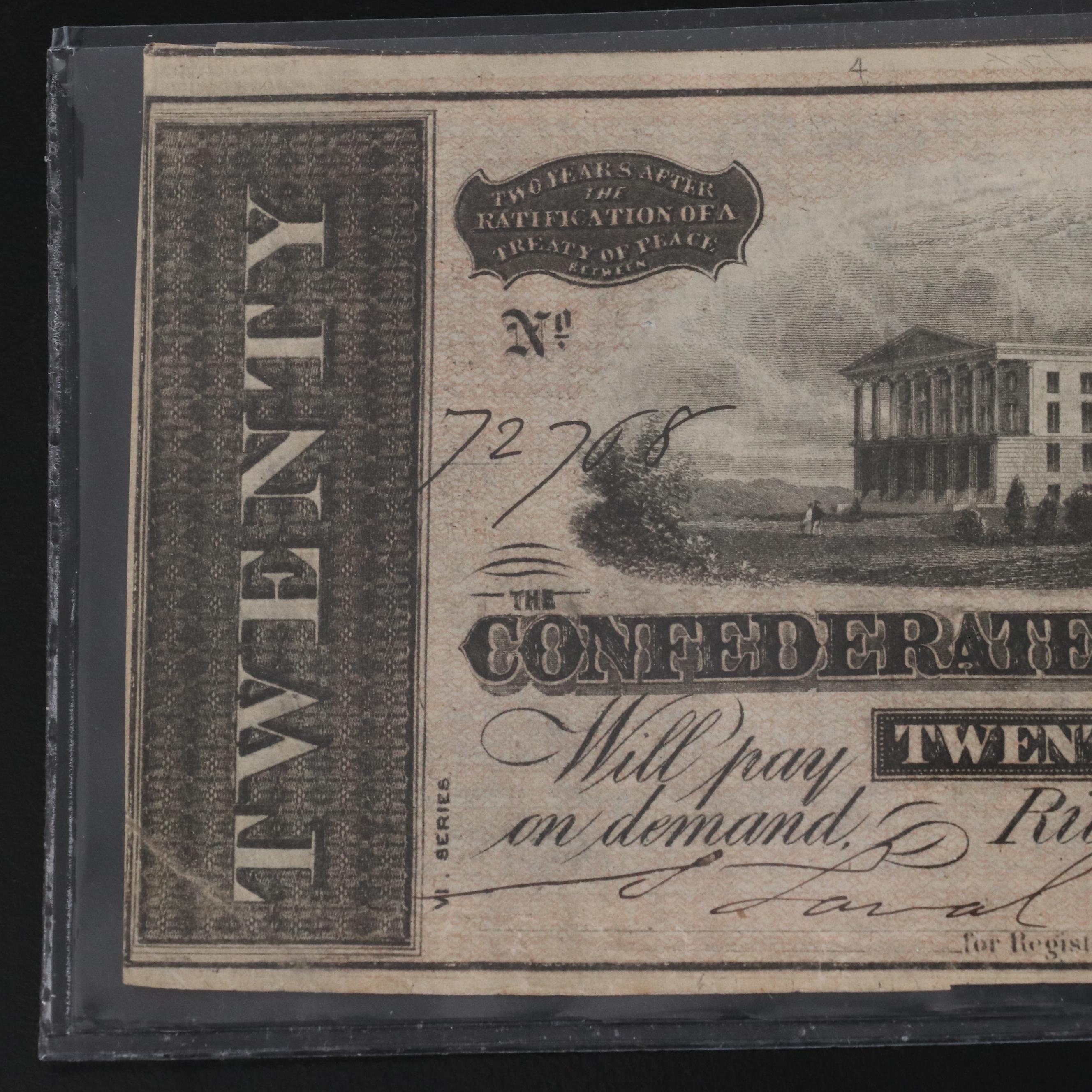 Four Different Confederate States of America Obsolete Currency Notes
