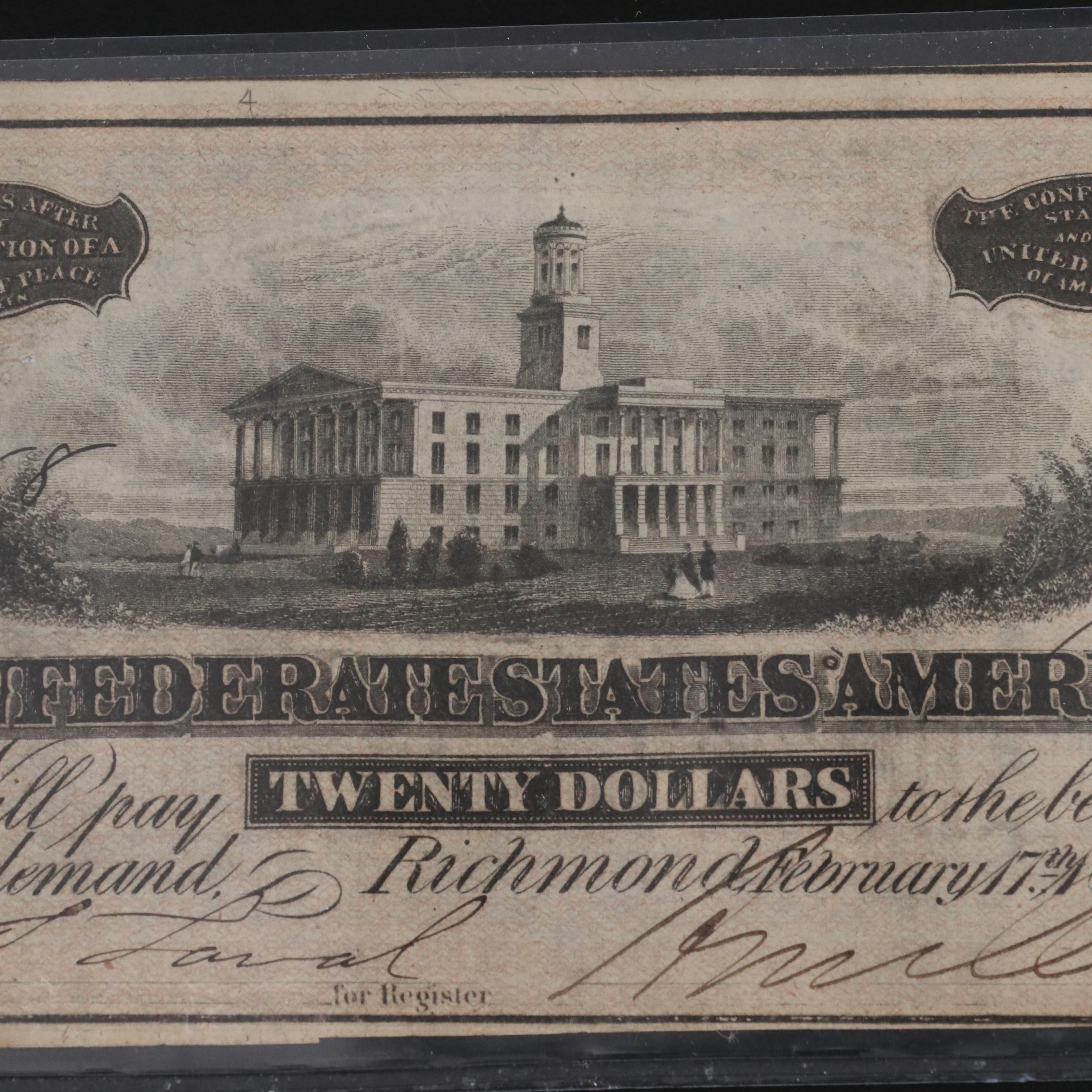 Four Different Confederate States of America Obsolete Currency Notes