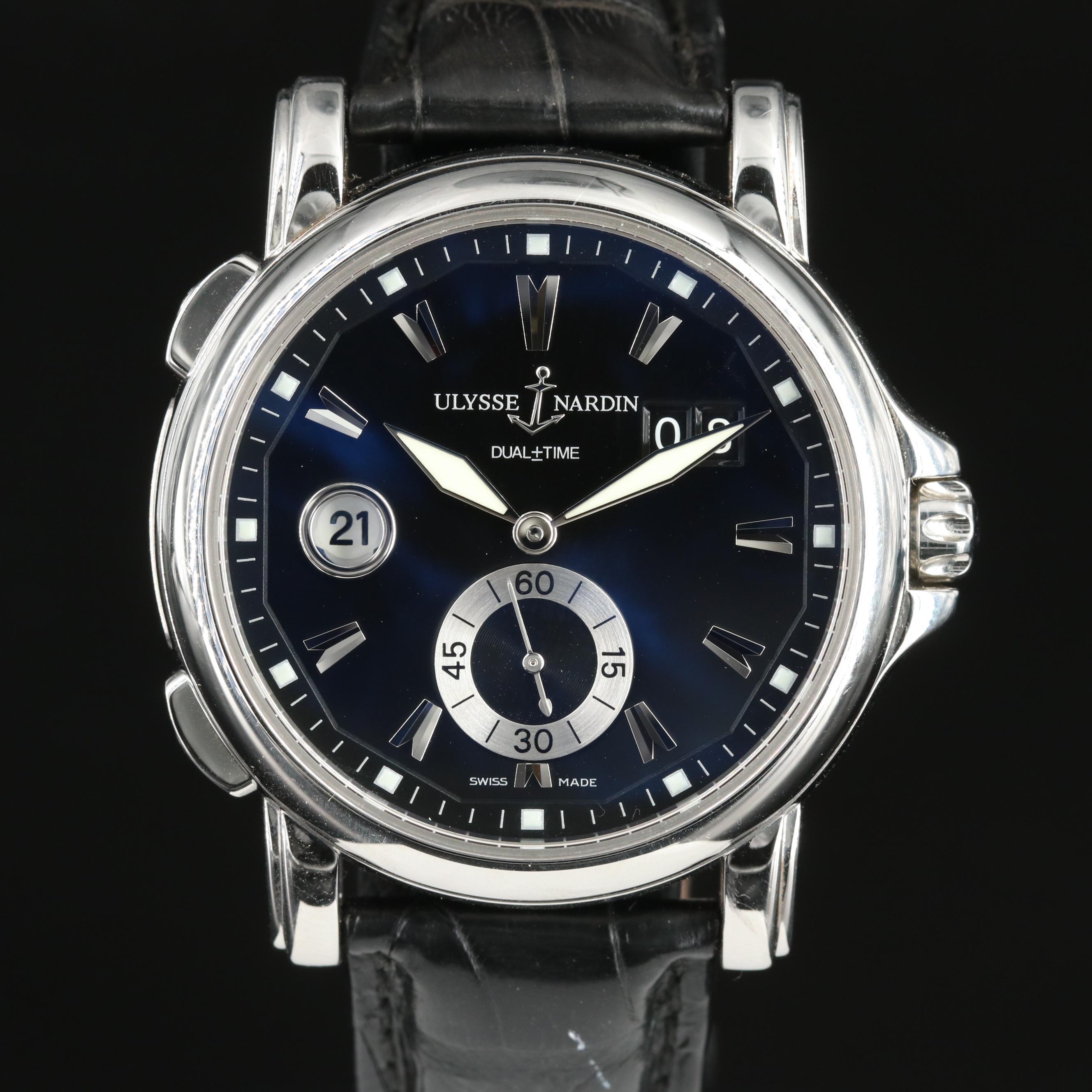 Ulysse Nardin Dual Time GMT 42mm Black Steel Automatic Watch