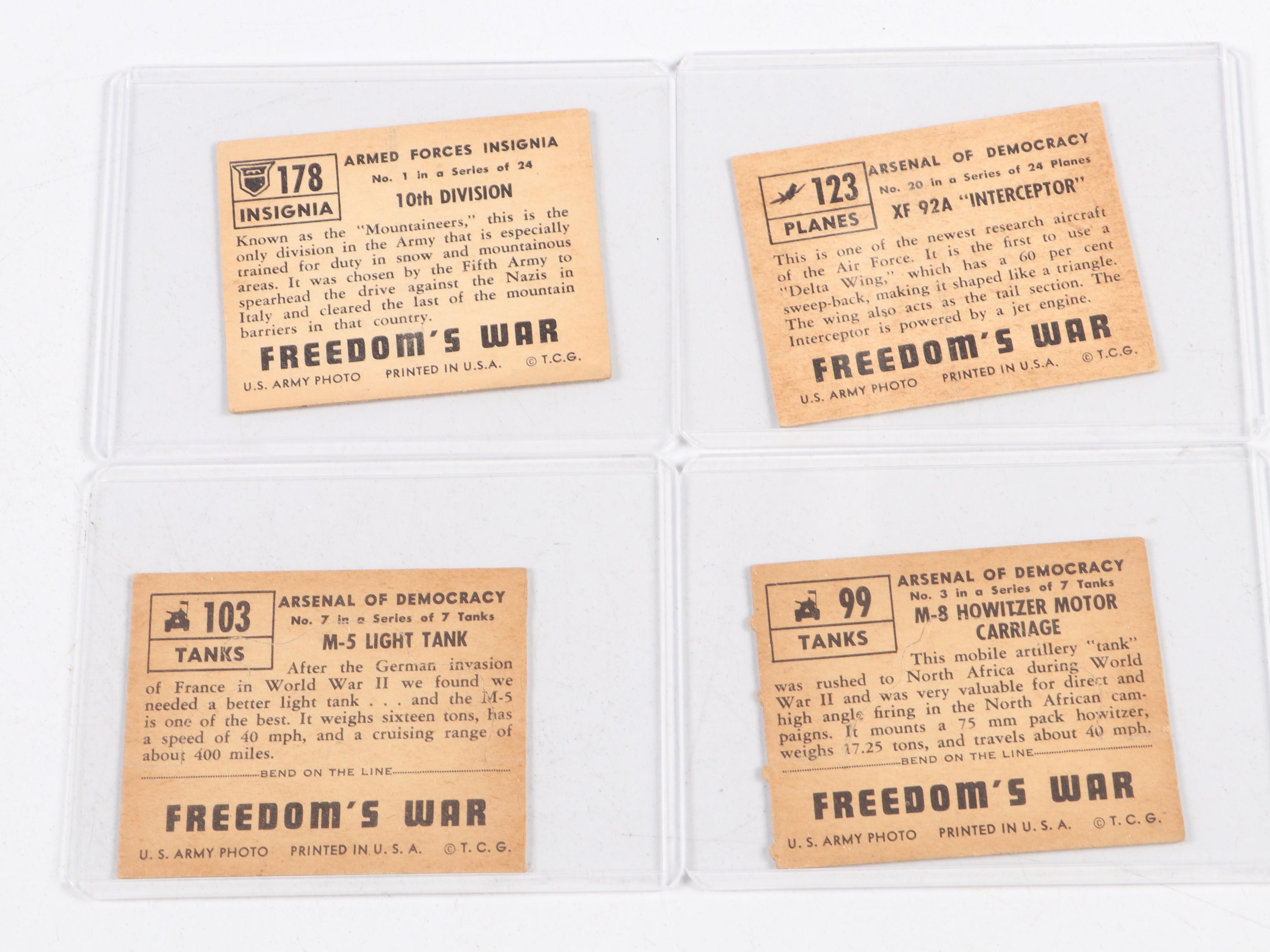 Topps "Freedom's War" Korean War Army Tanks Themed Trading Card Game, 1950s
