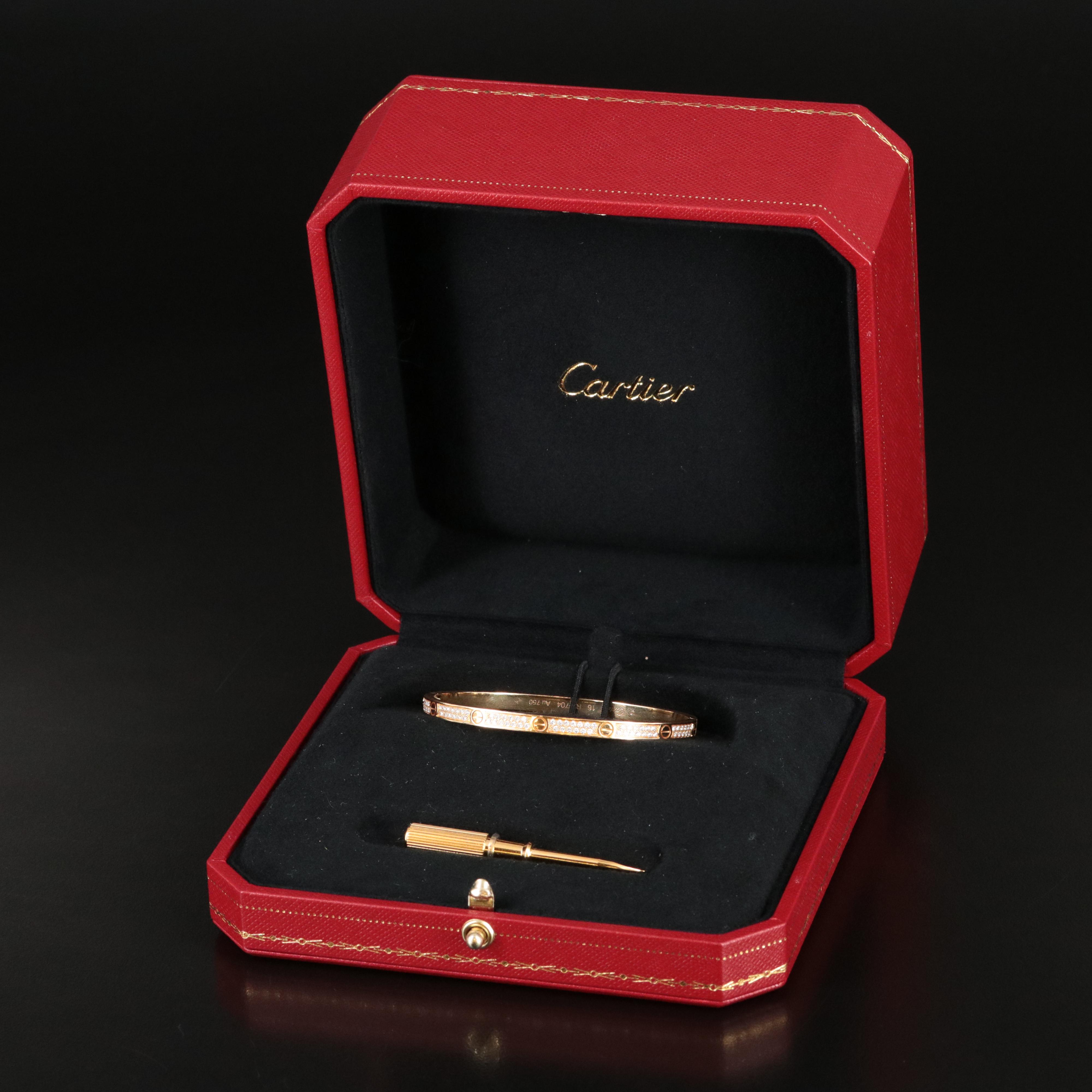 Cartier LOVE 18K 0.95 CTW Diamond Double Row Paved Bracelet