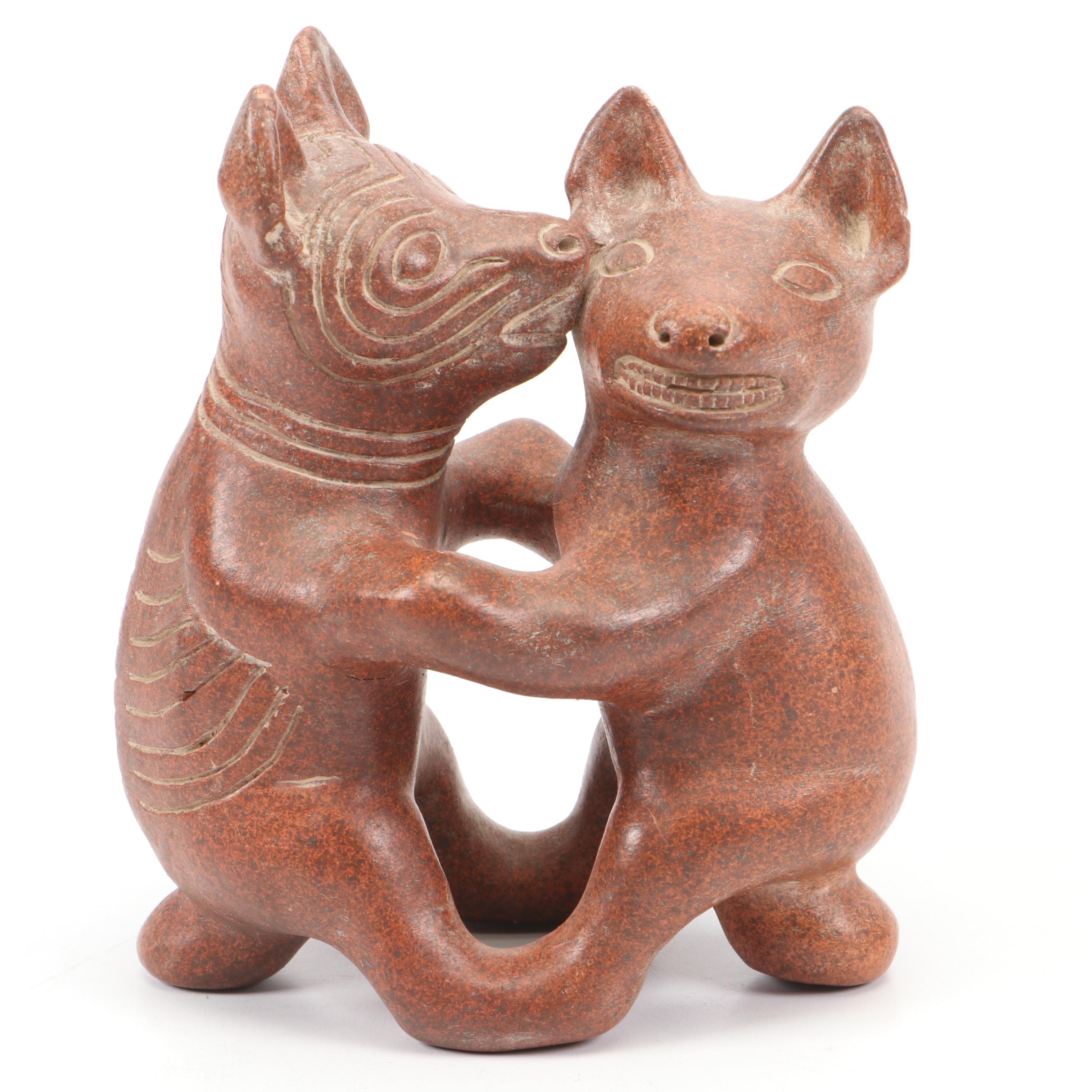 Chinena Jenez Glaze Terracotta Bowl with Terracotta Figurine and More