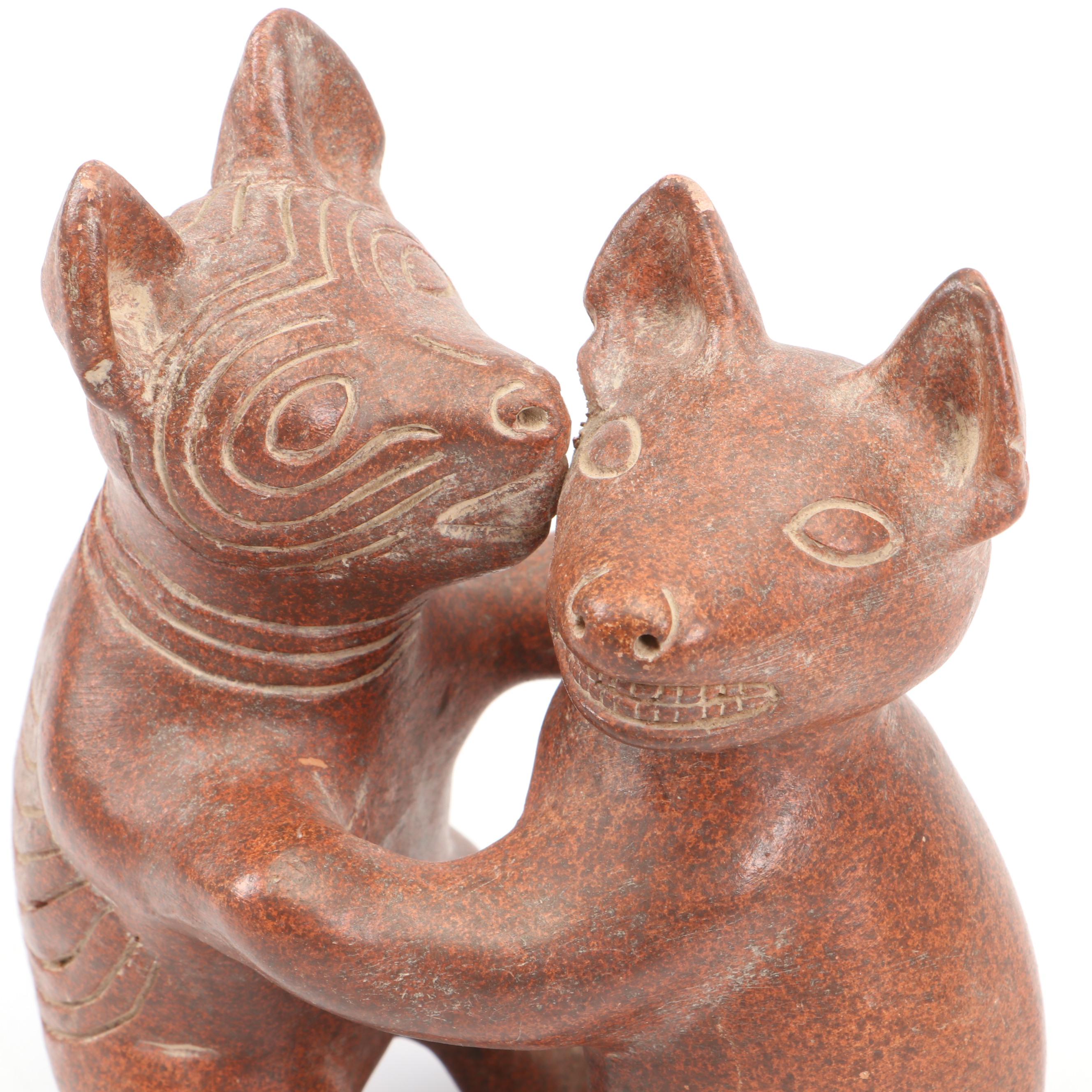 Chinena Jenez Glaze Terracotta Bowl with Terracotta Figurine and More