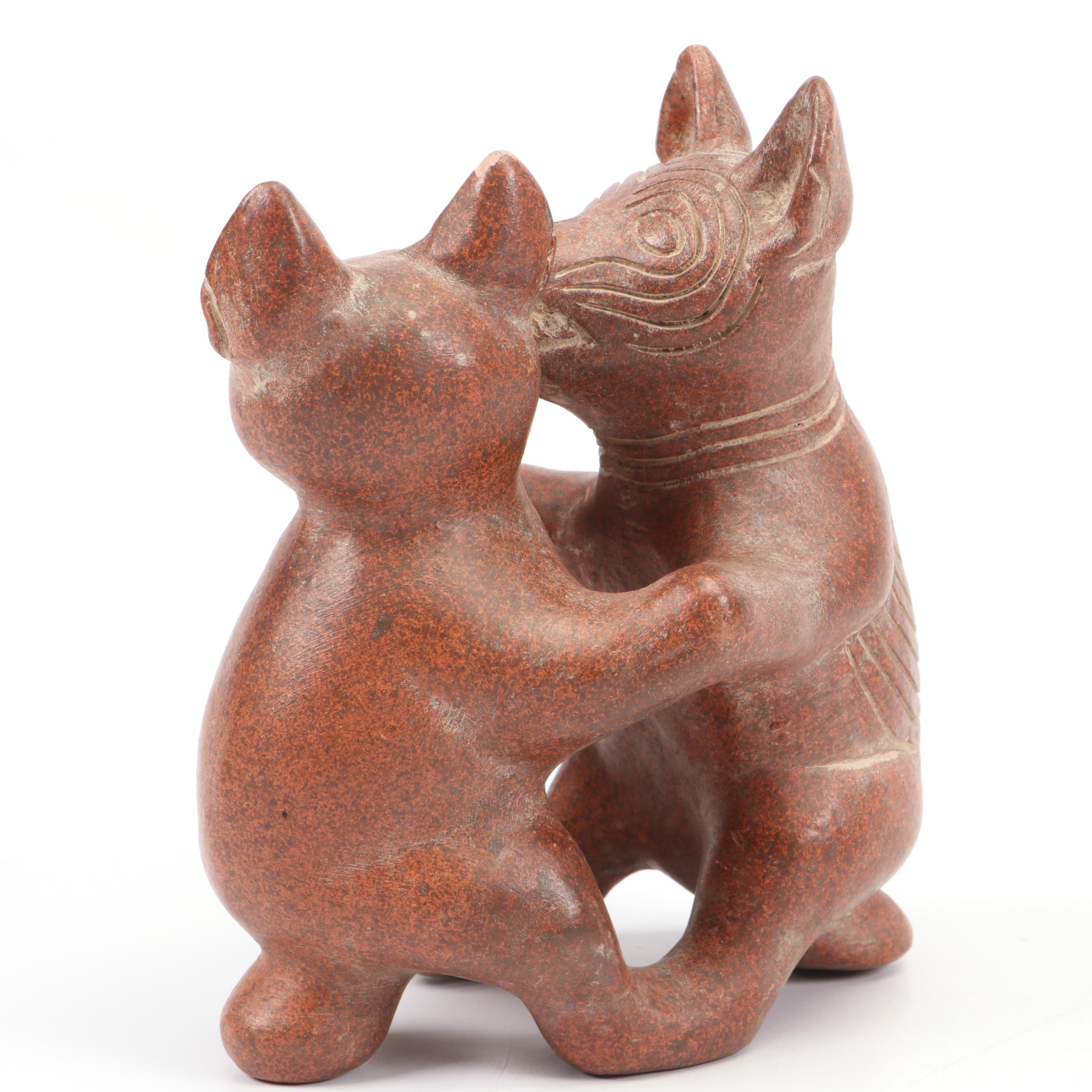 Chinena Jenez Glaze Terracotta Bowl with Terracotta Figurine and More