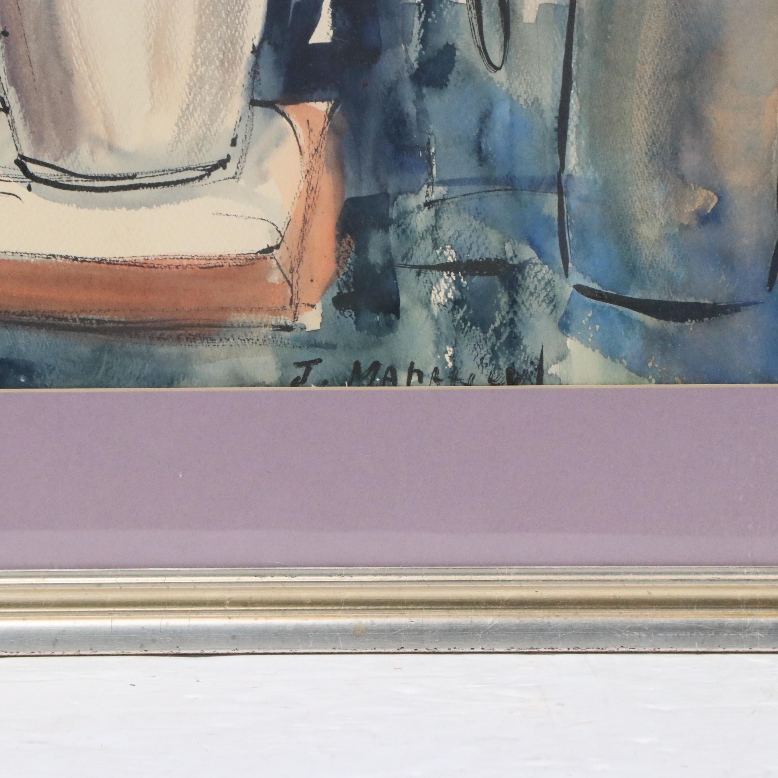 Josephine Mahaffey Floral Still Life Watercolor Painting, Circa 1967