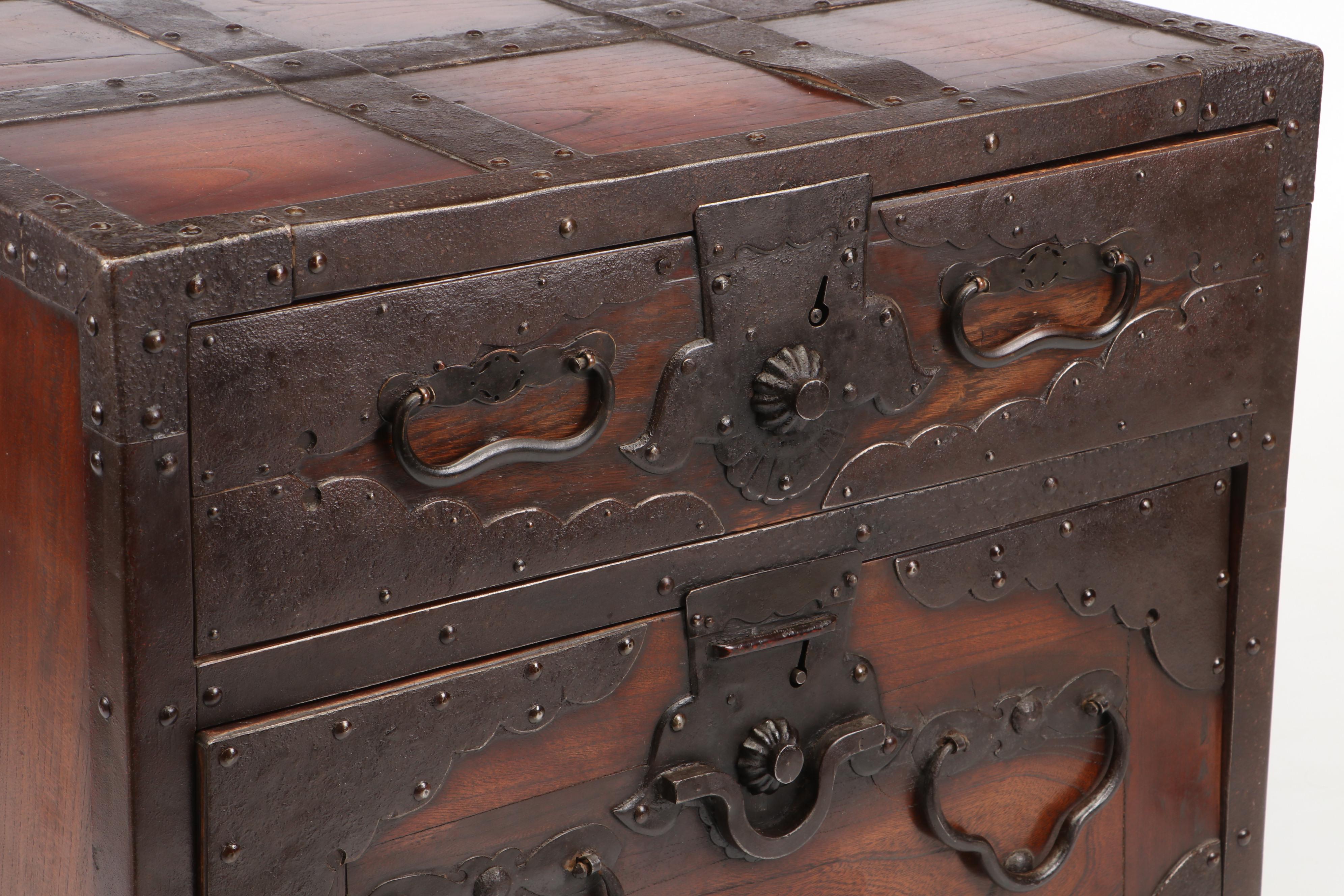 Japanese Metal-Bound Wood Funa Dansu, Edo Period