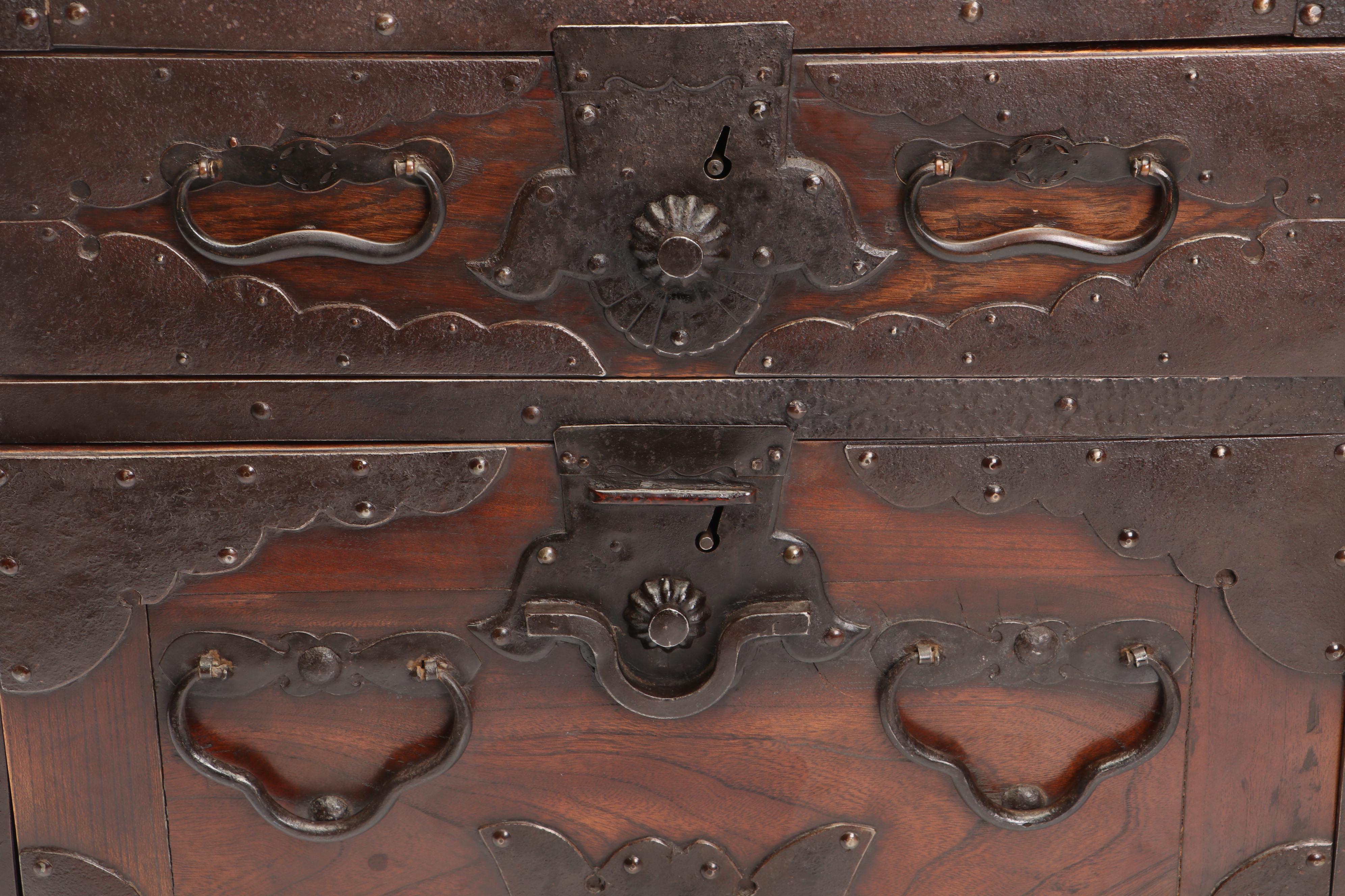 Japanese Metal-Bound Wood Funa Dansu, Edo Period