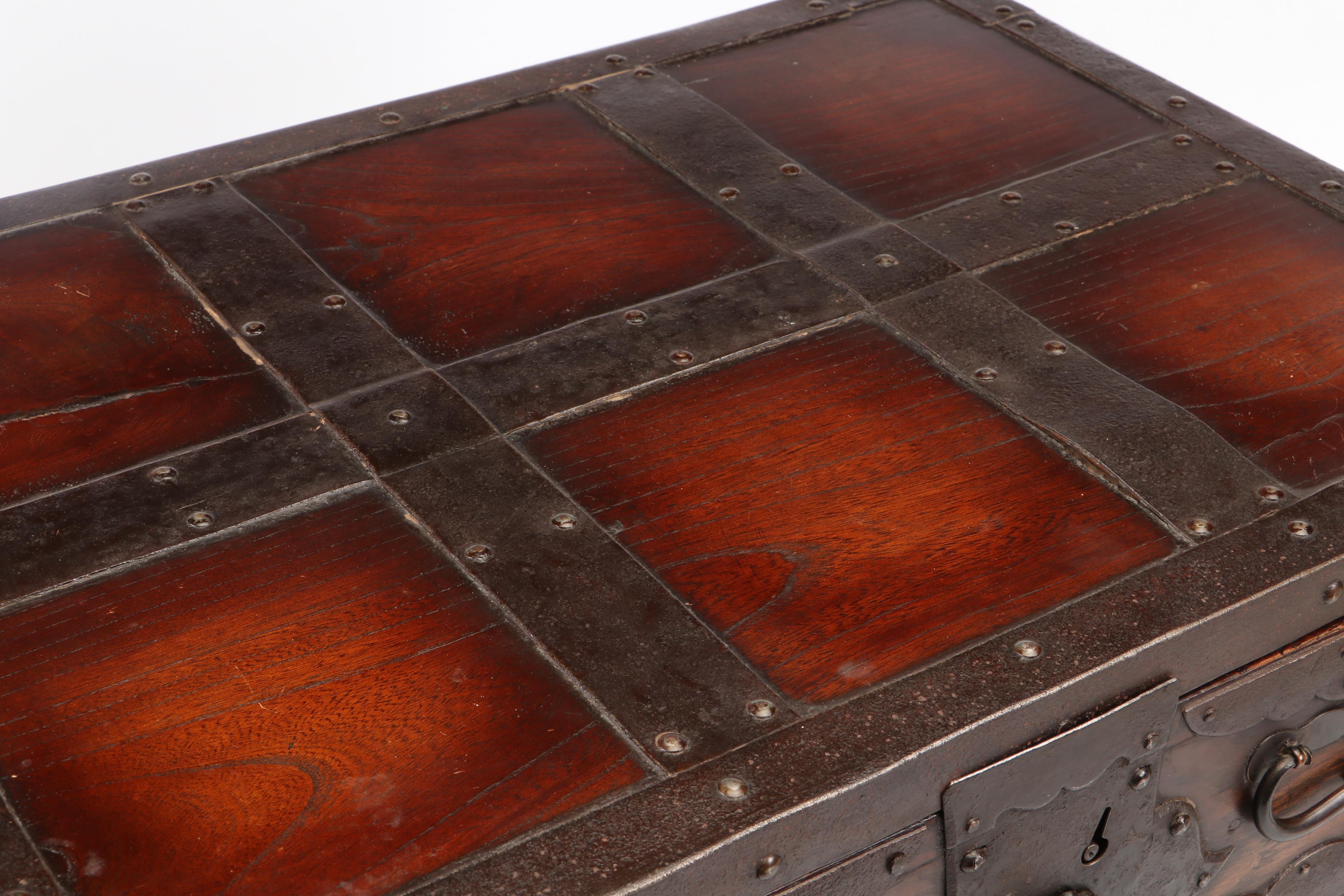 Japanese Metal-Bound Wood Funa Dansu, Edo Period