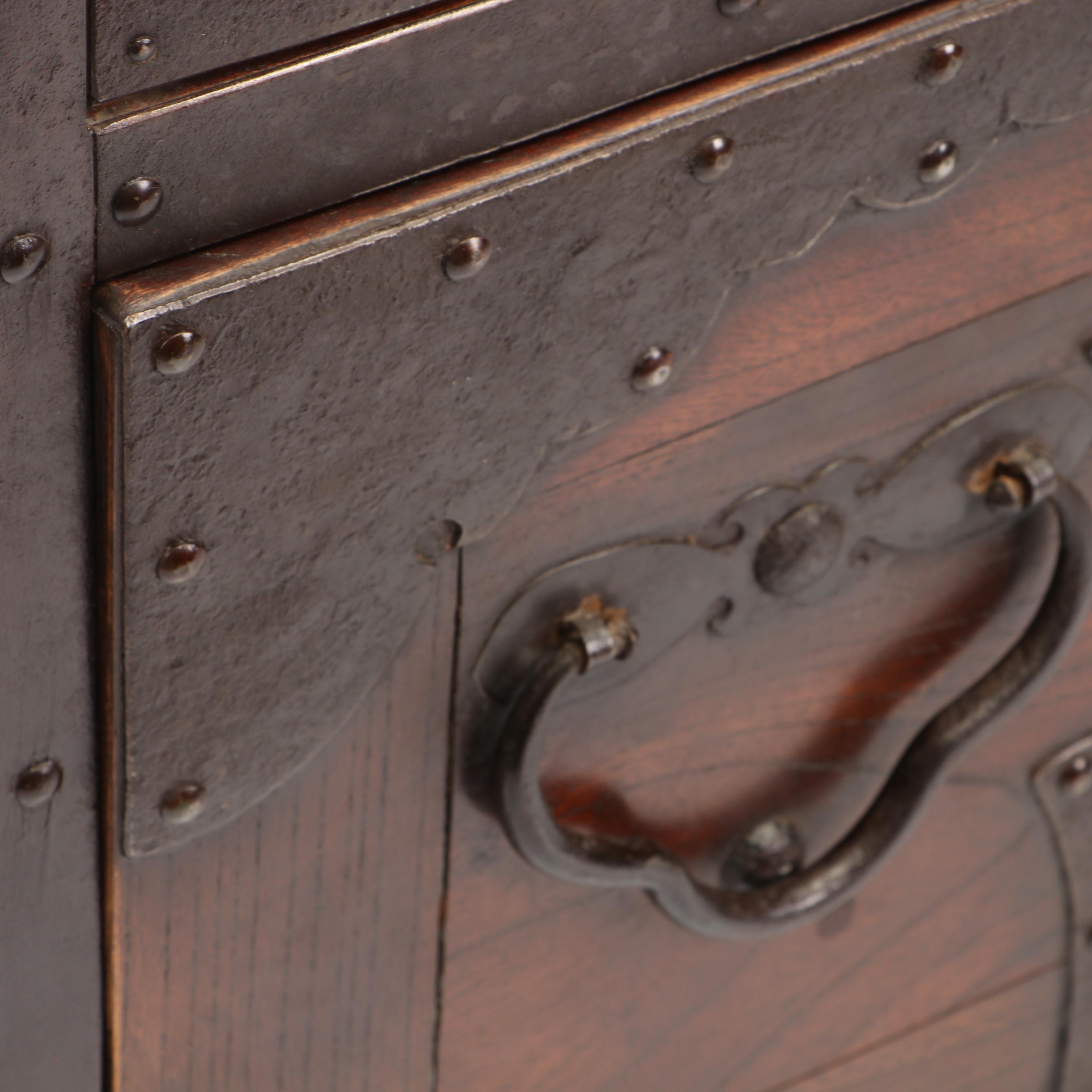 Japanese Metal-Bound Wood Funa Dansu, Edo Period