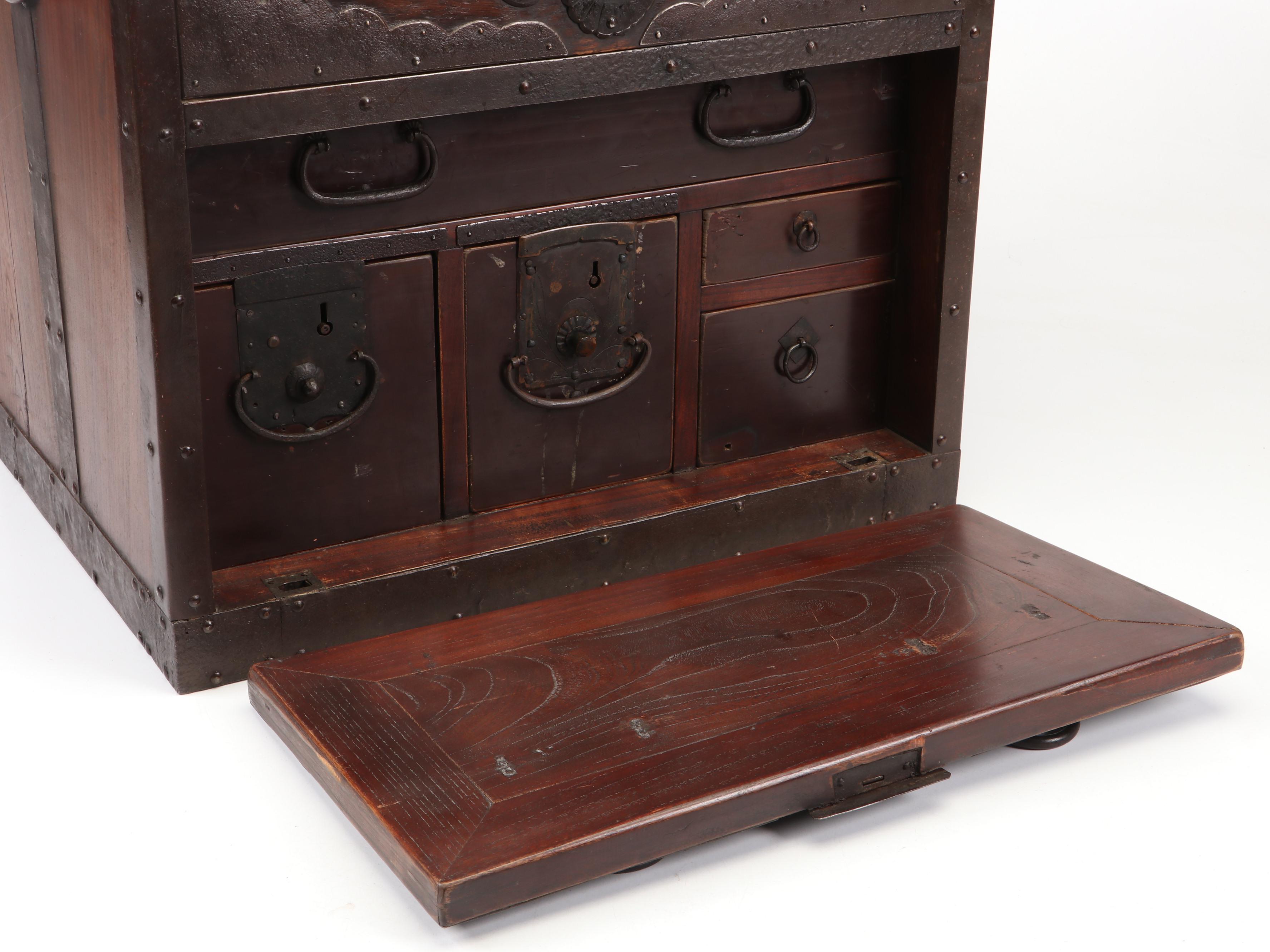 Japanese Metal-Bound Wood Funa Dansu, Edo Period