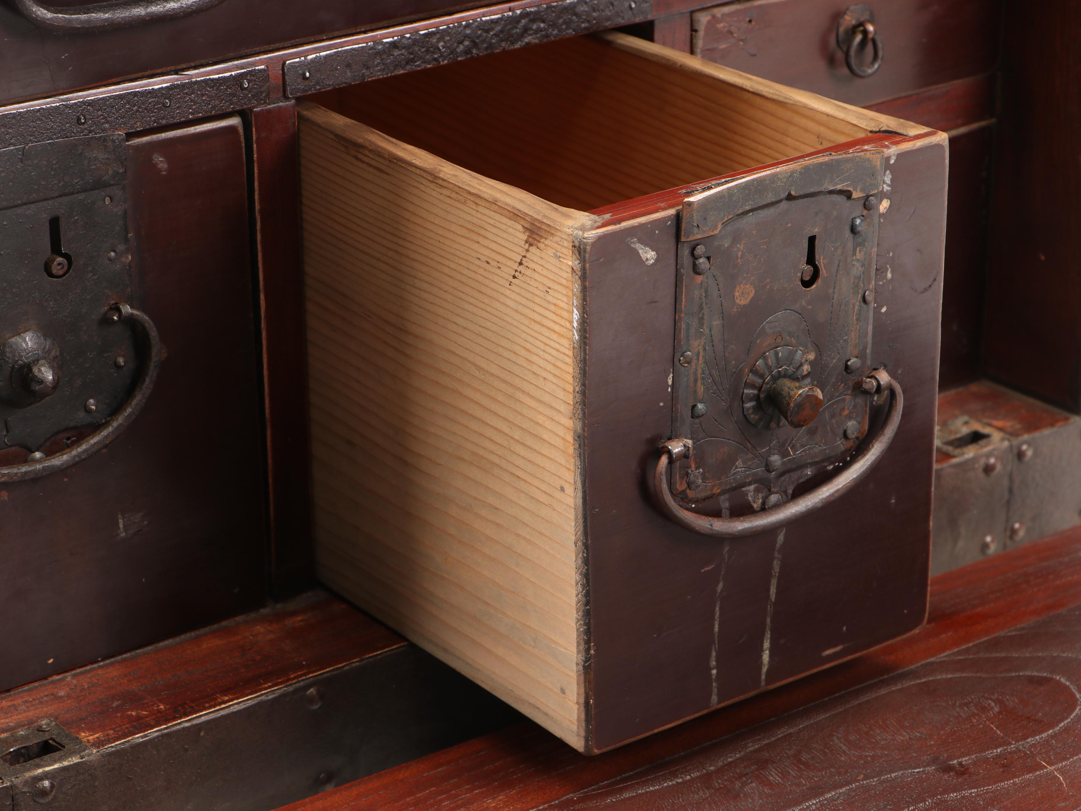 Japanese Metal-Bound Wood Funa Dansu, Edo Period