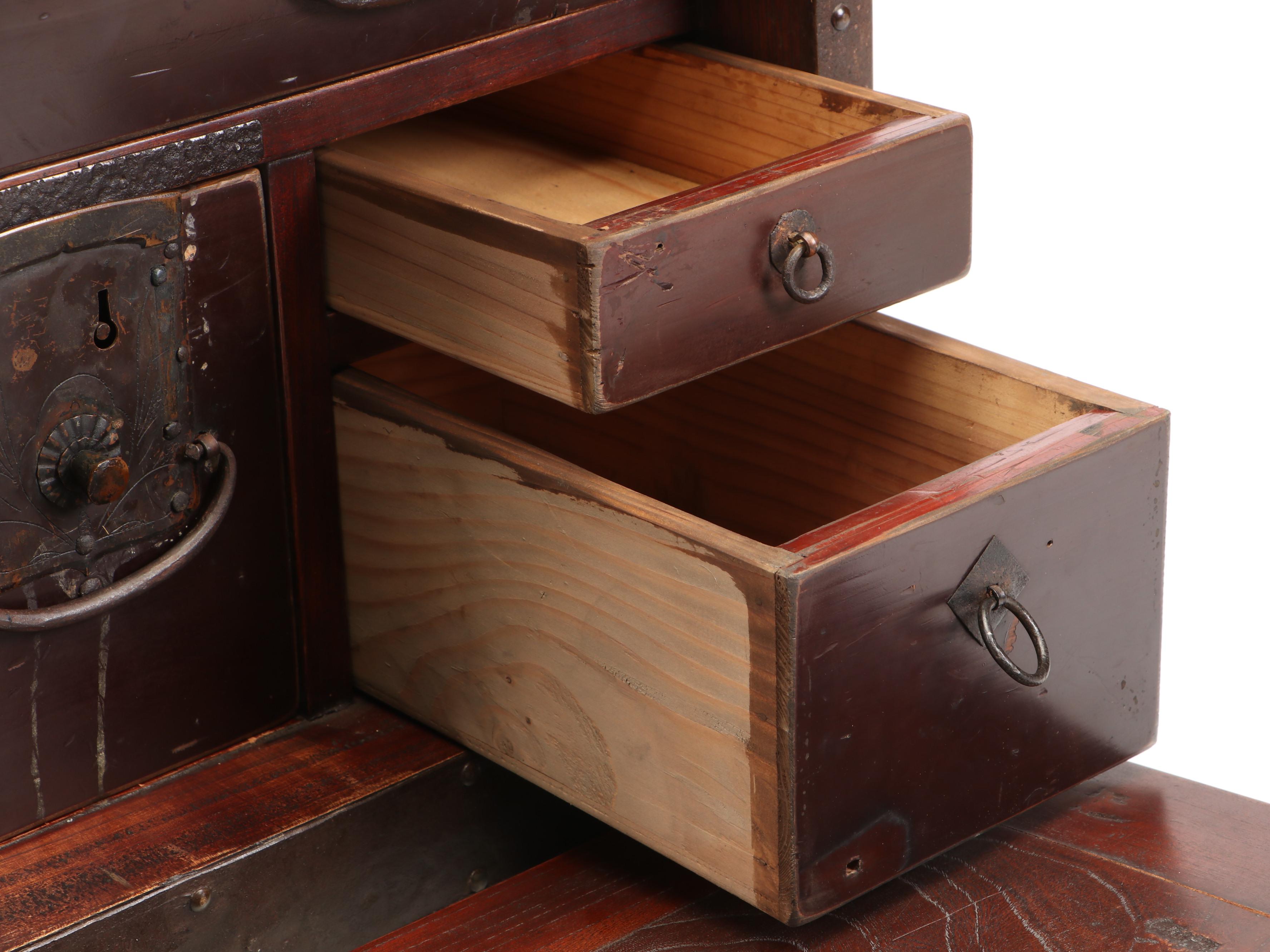 Japanese Metal-Bound Wood Funa Dansu, Edo Period