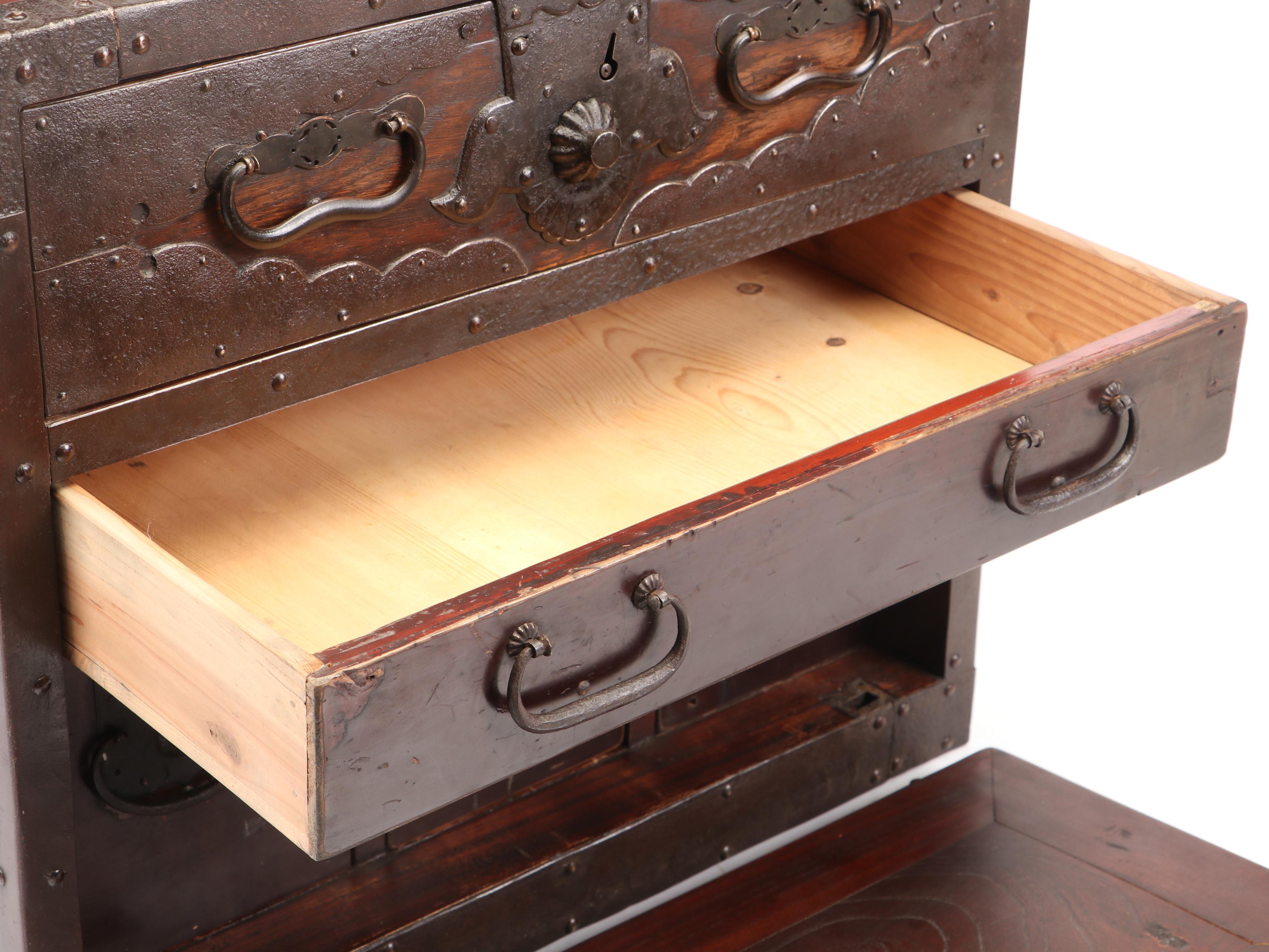 Japanese Metal-Bound Wood Funa Dansu, Edo Period