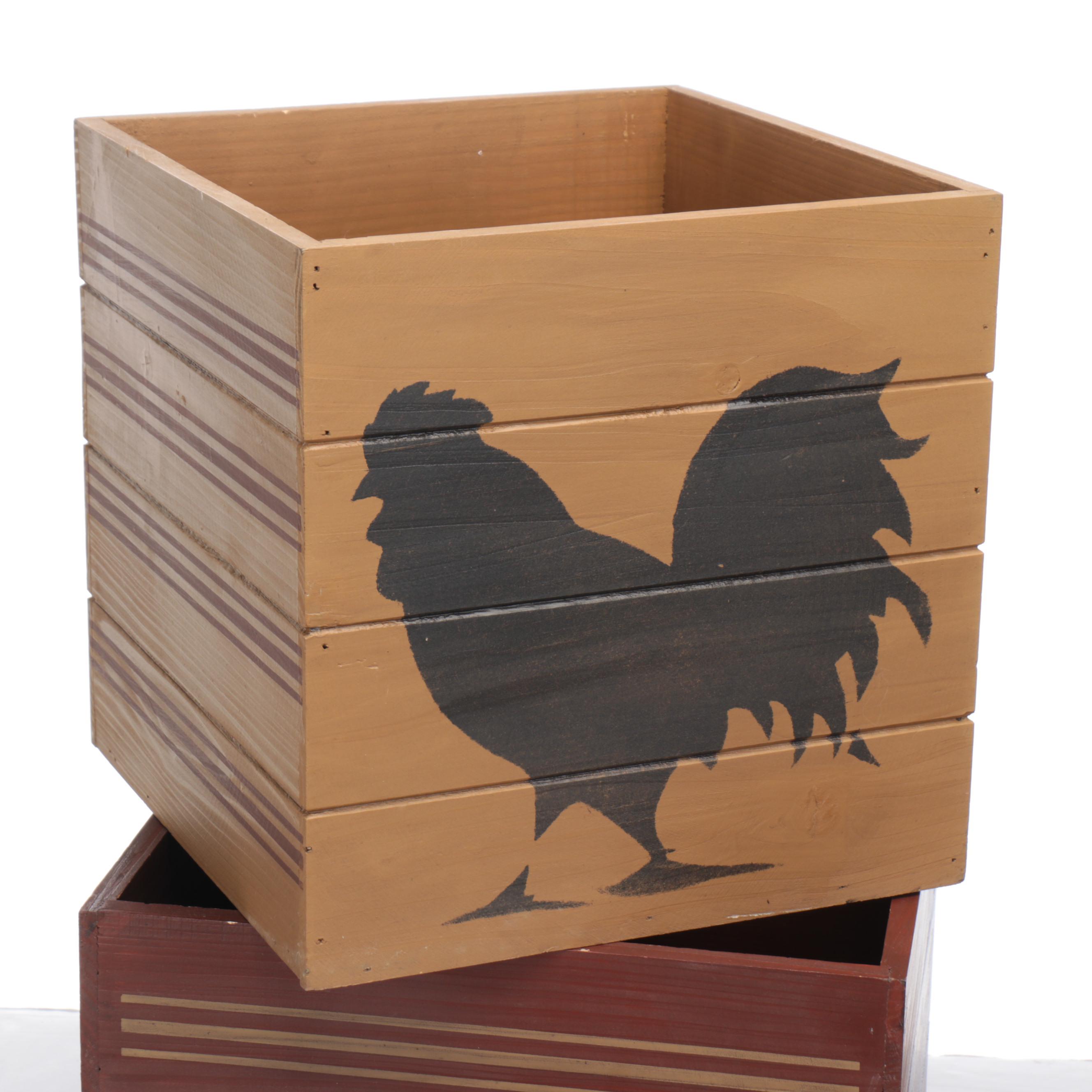 Painted Wood Storage Cubes with Wood Sign