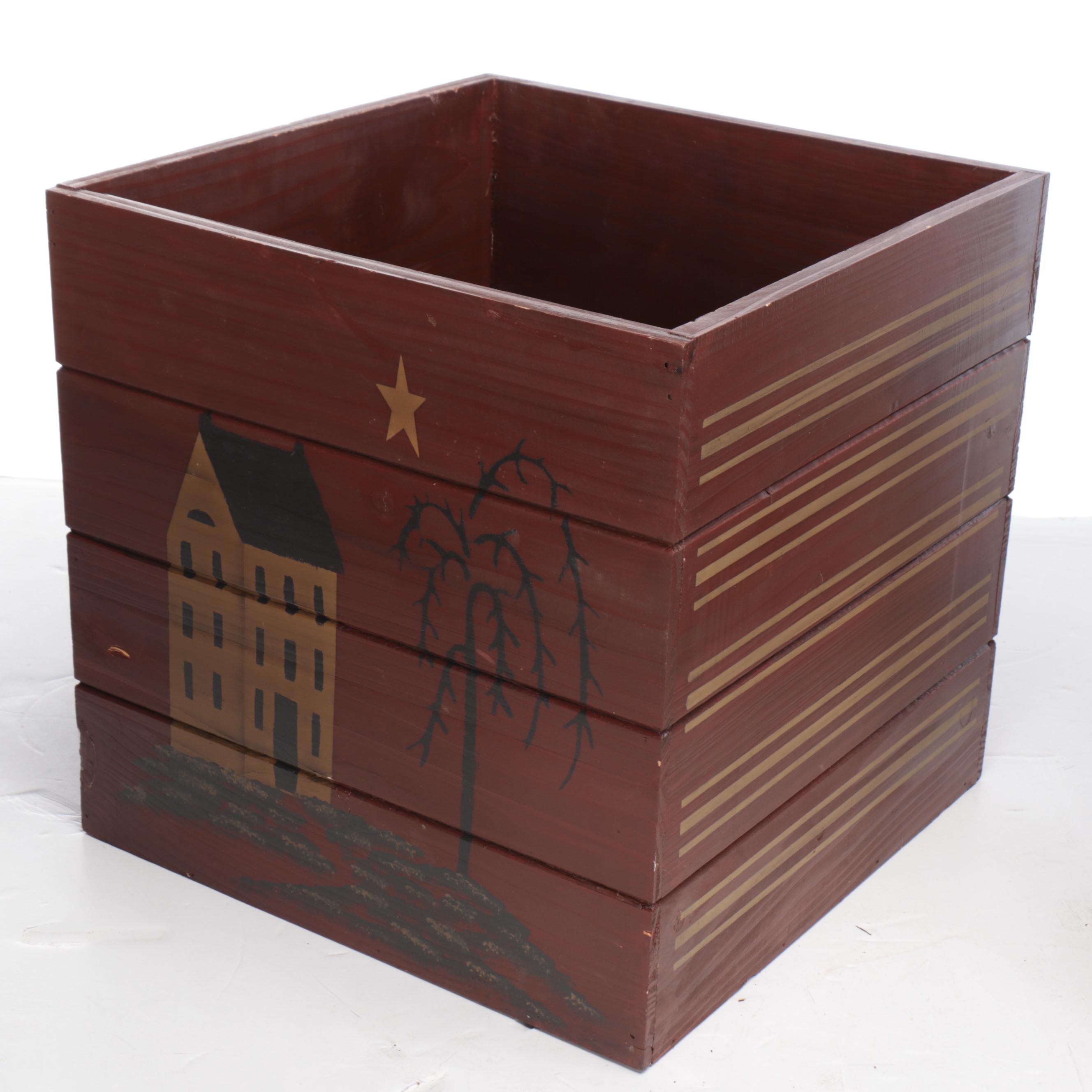 Painted Wood Storage Cubes with Wood Sign