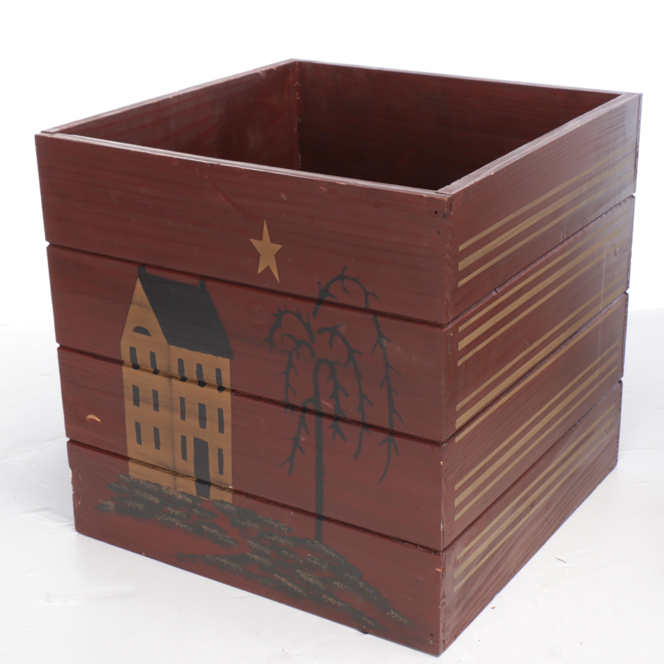 Painted Wood Storage Cubes with Wood Sign