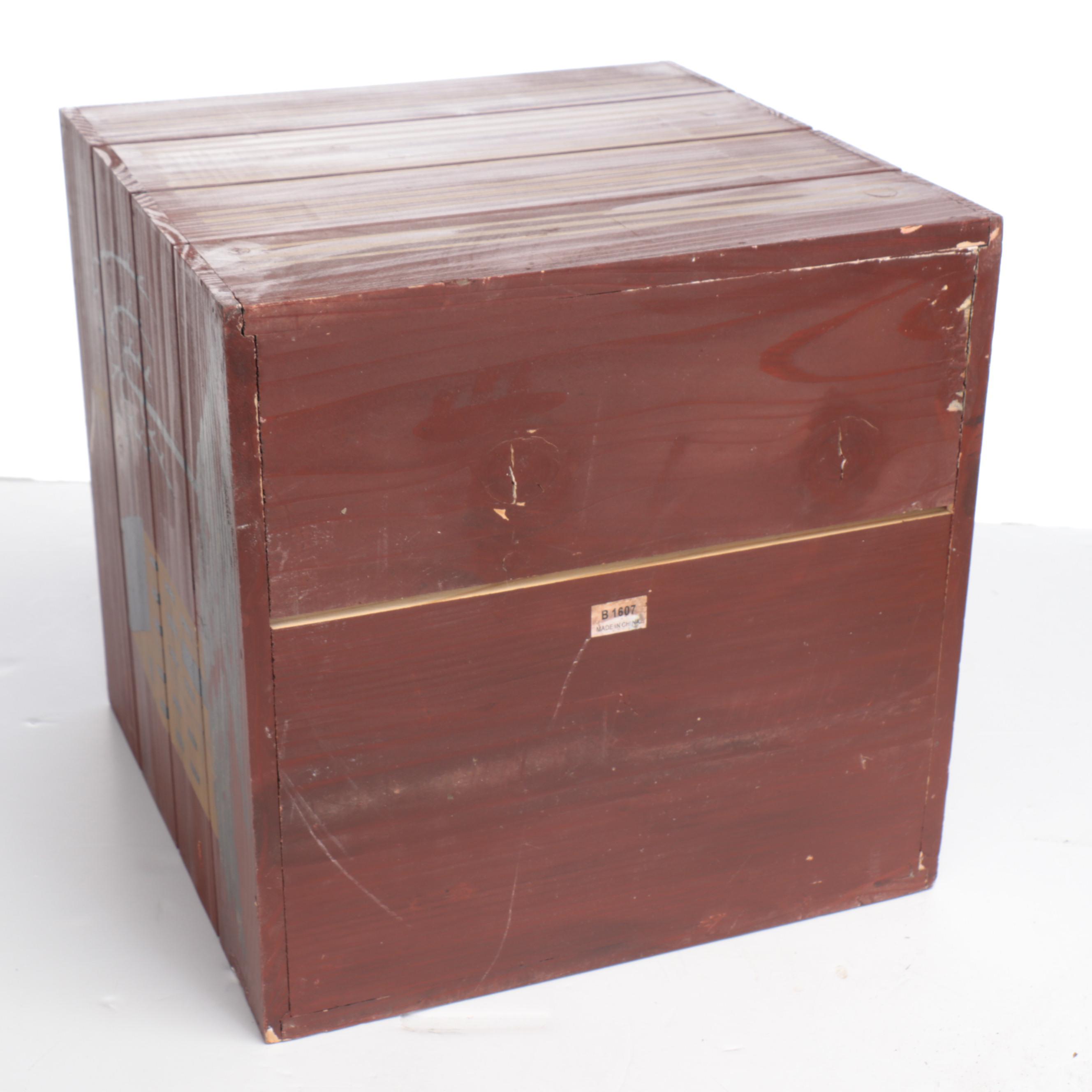 Painted Wood Storage Cubes with Wood Sign